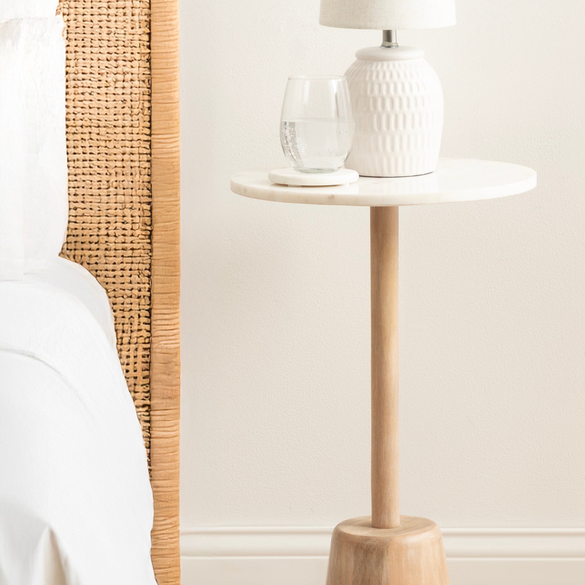 Side Table 14x14x24 White Natural 7