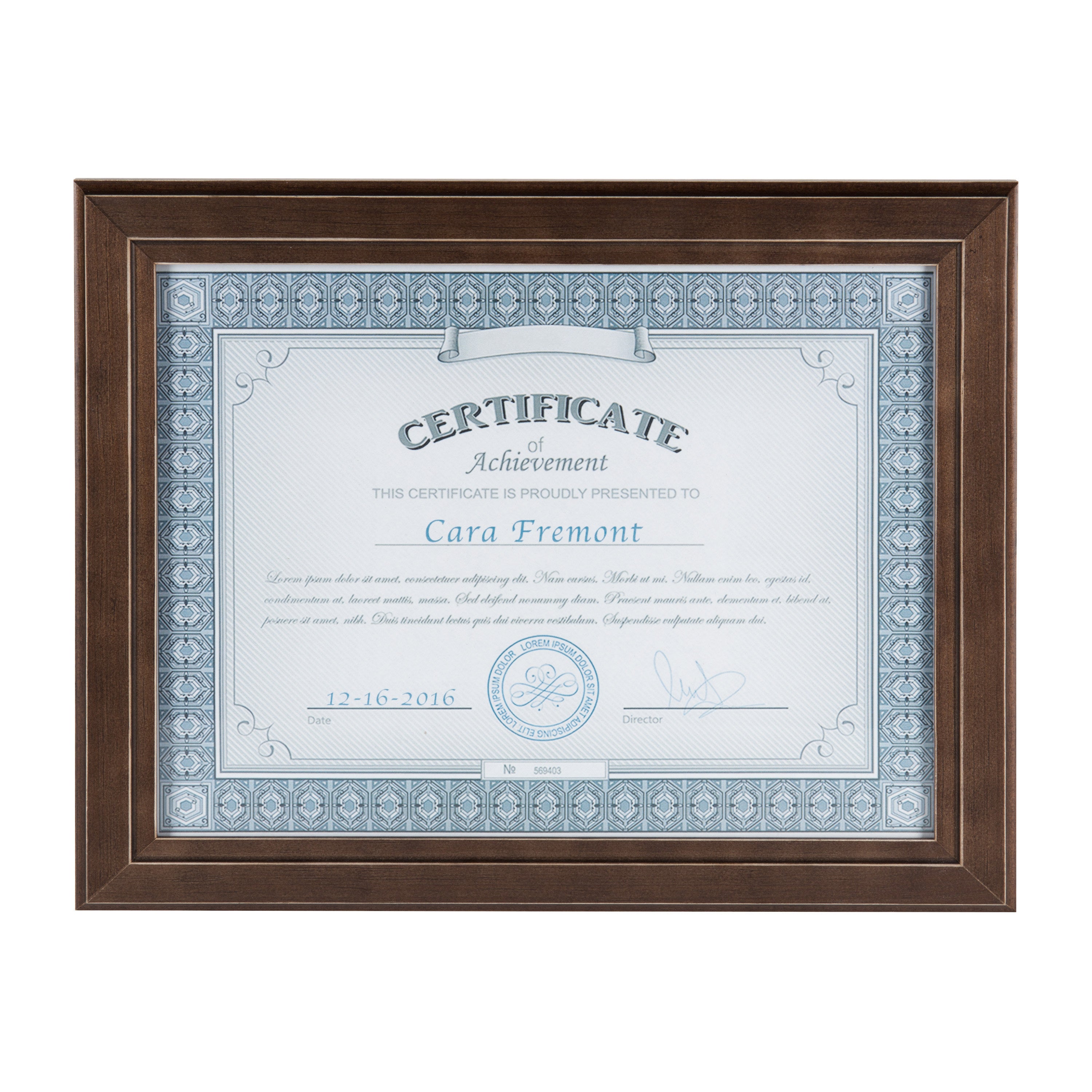 Document Frame Distressed Brown 8.5x11 2