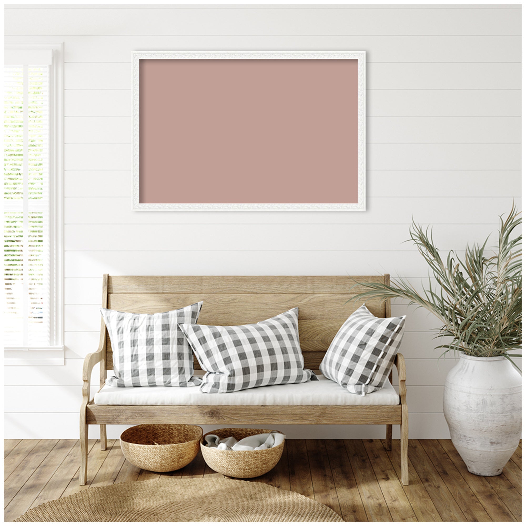 Framed Fabric Pinboard Blush Pink Clay Wall Organization