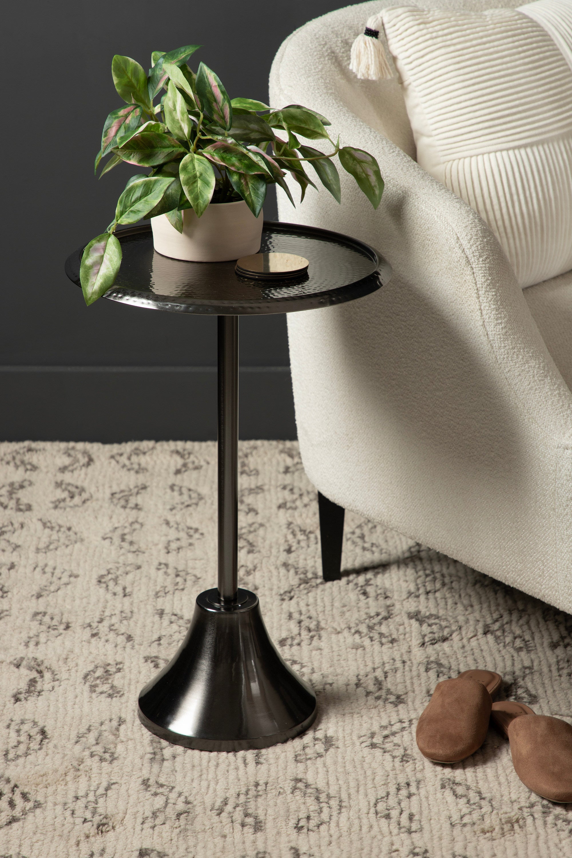 Side Table Pewter 15x15x24 6