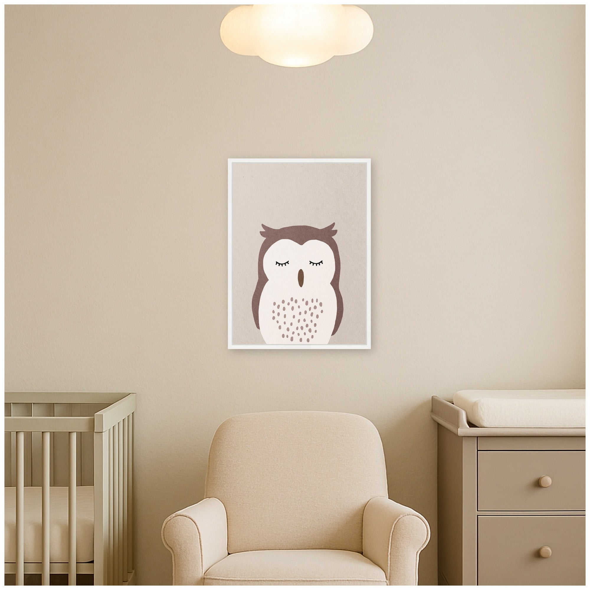 Owl by July Art Prints Framed Canvas Wall Art Print