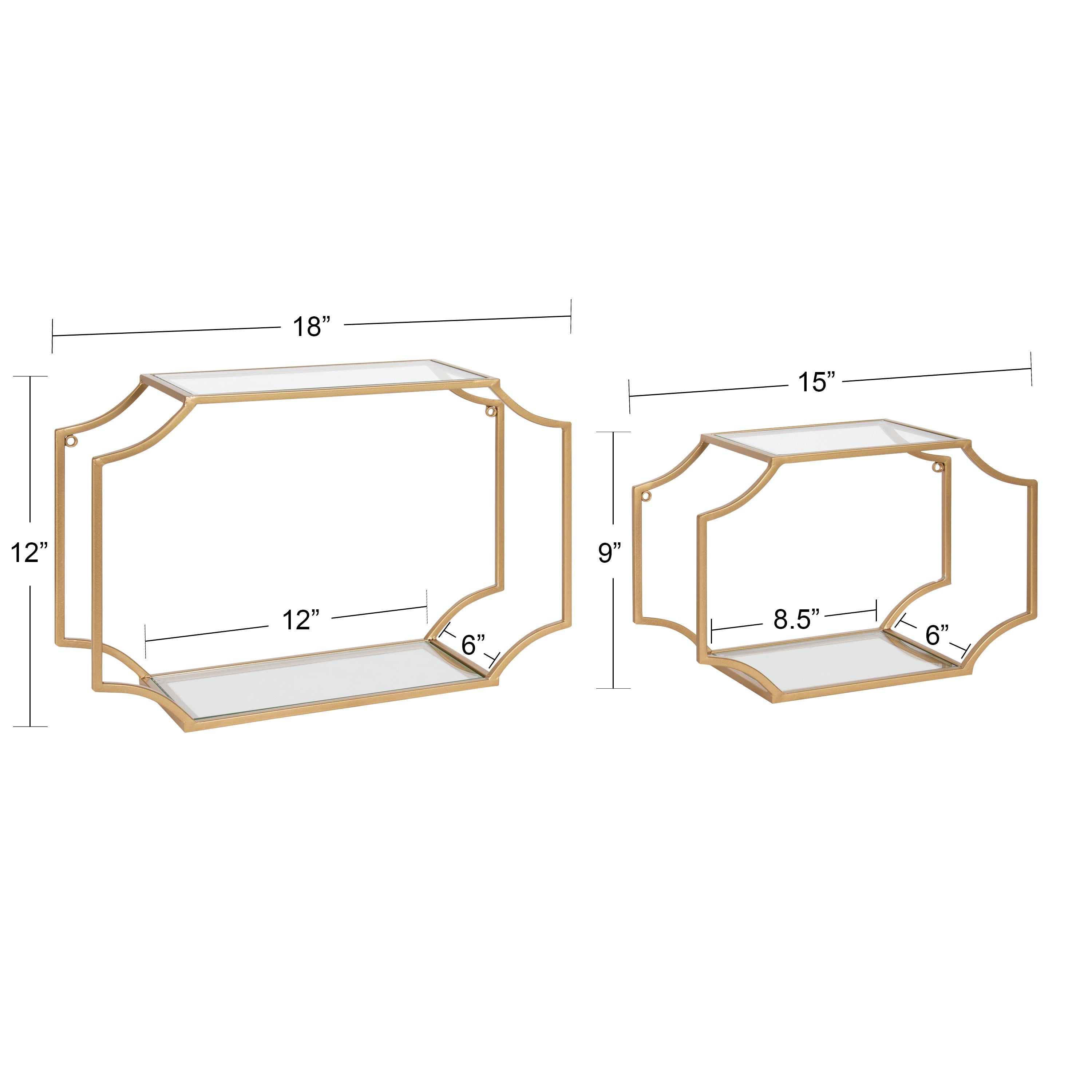 Accent Shelf Gold 2 Piece 18 inch 2