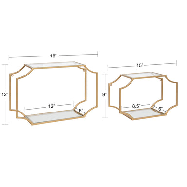 Accent Shelf Gold 2 Piece 18 inch 2