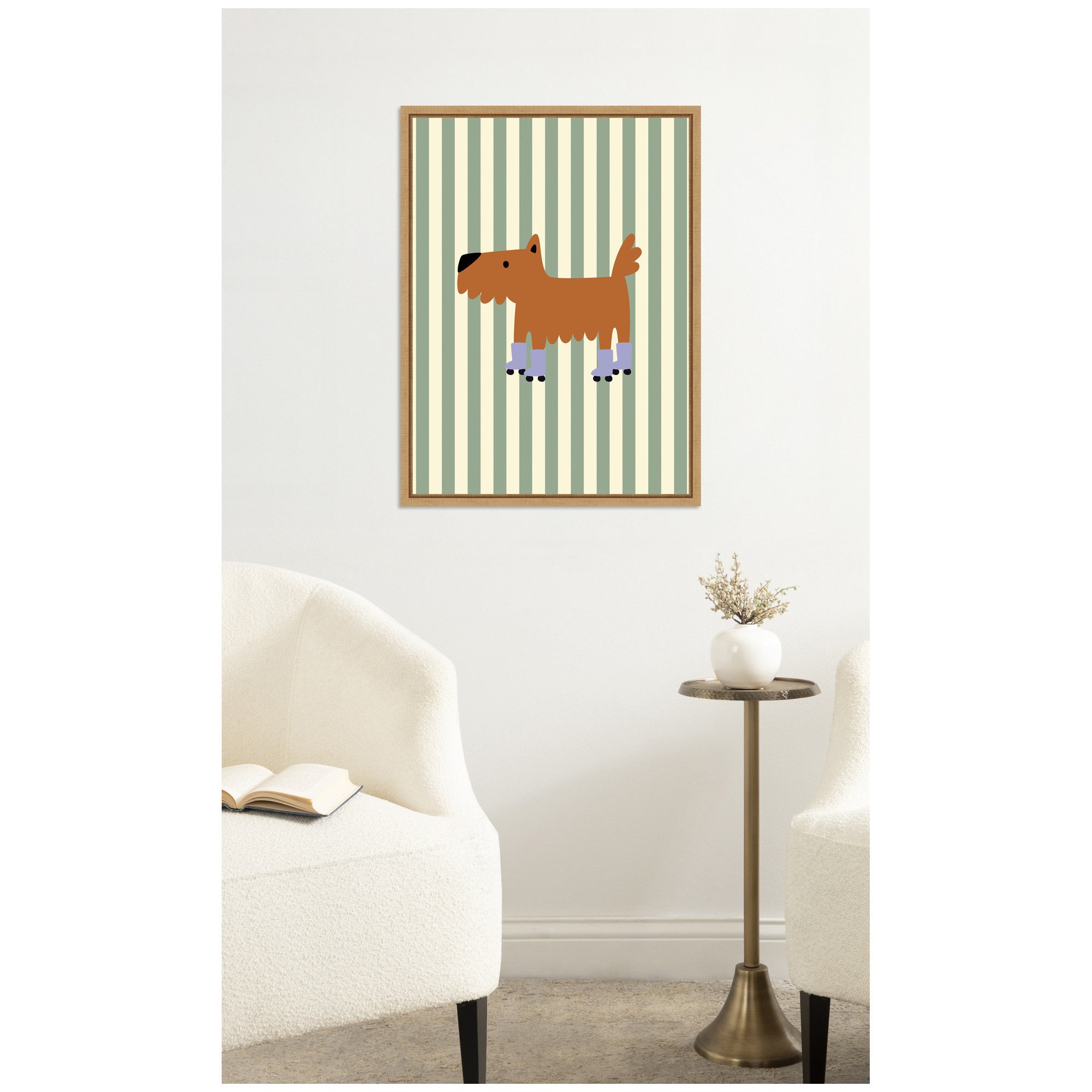 Skating Dog by Laura Moss Framed Canvas Wall Art Print