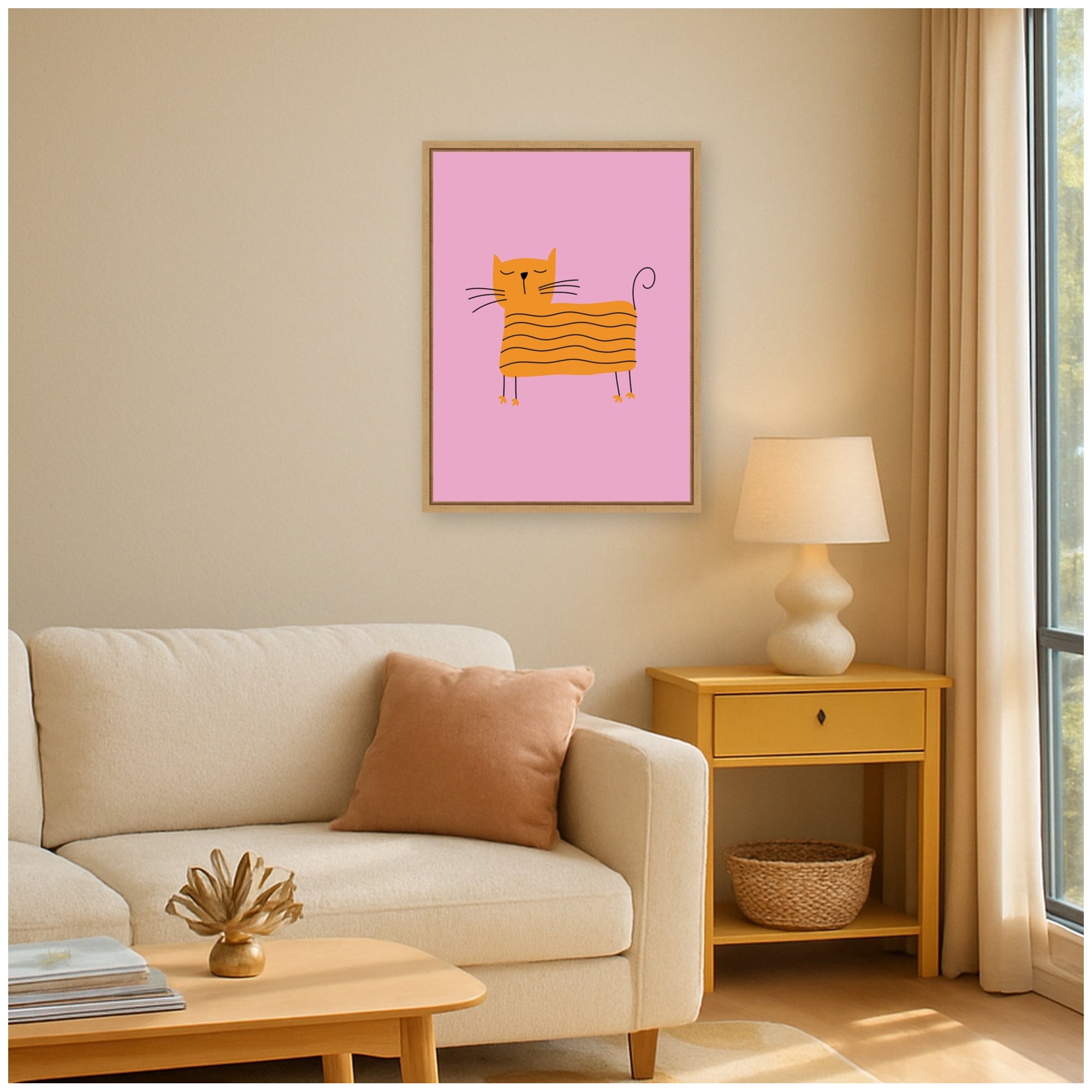 Orange Cat by Laura Moss Framed Canvas Wall Art Print