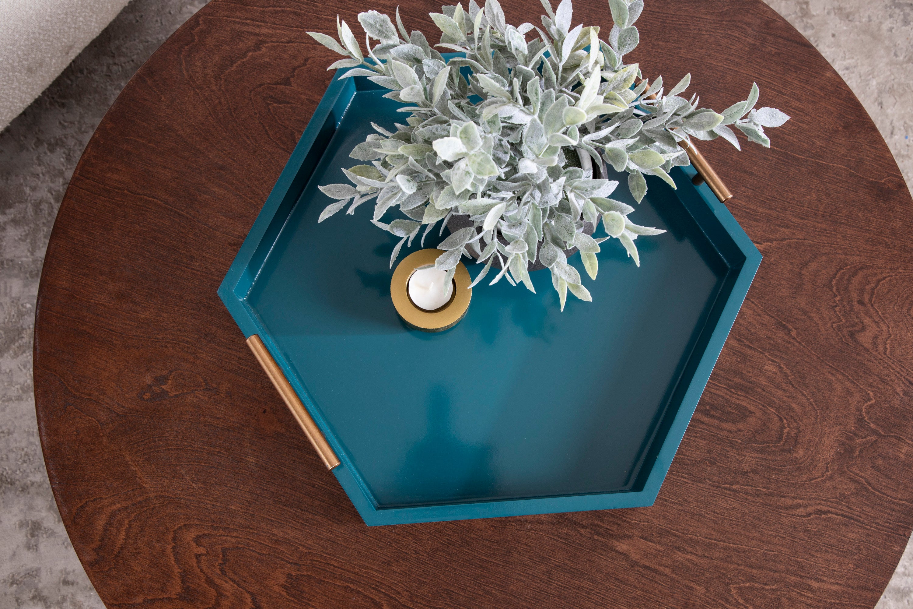 Single Tray Teal Gold 18x18 7