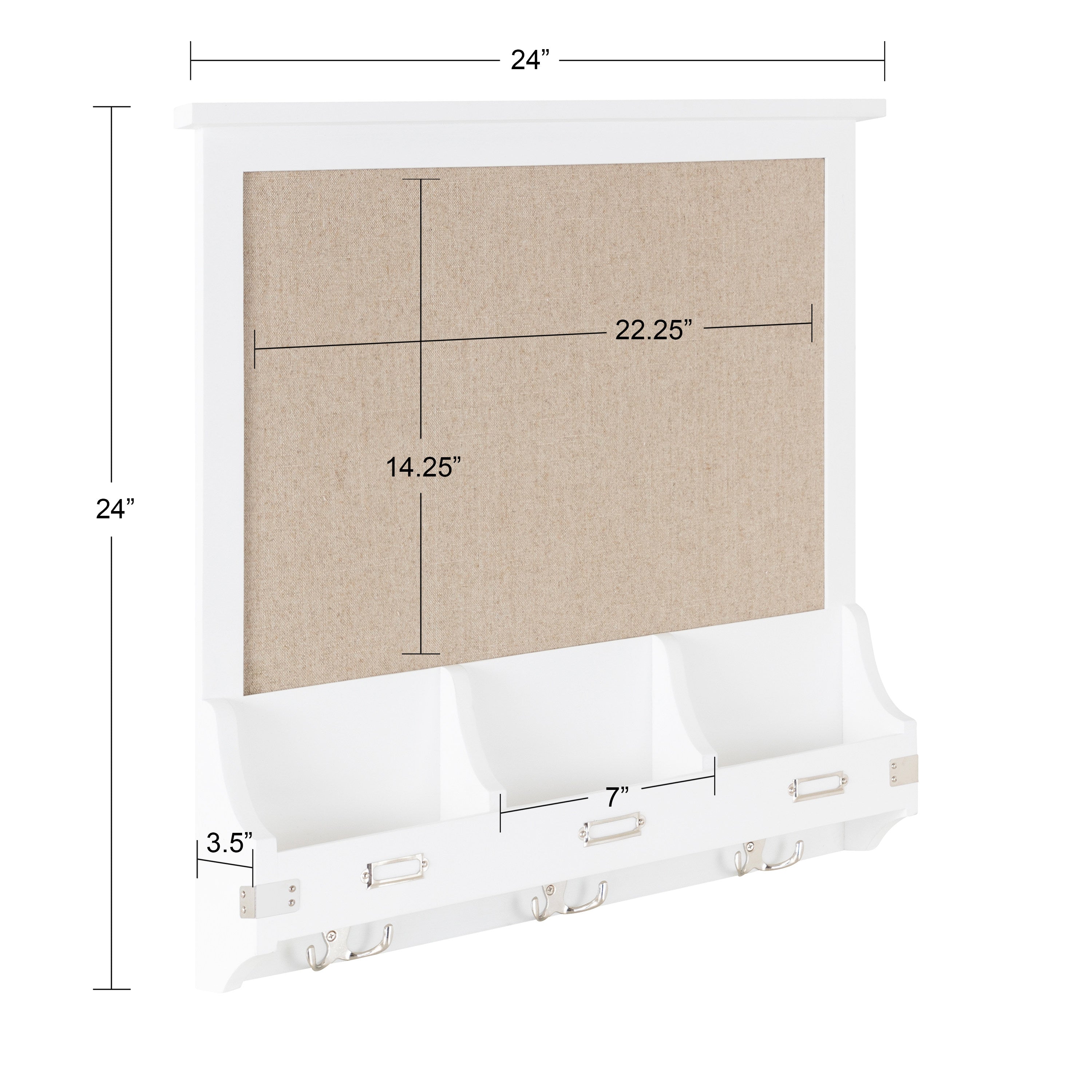 Stallard Wood Wall Pinboard with Hooks