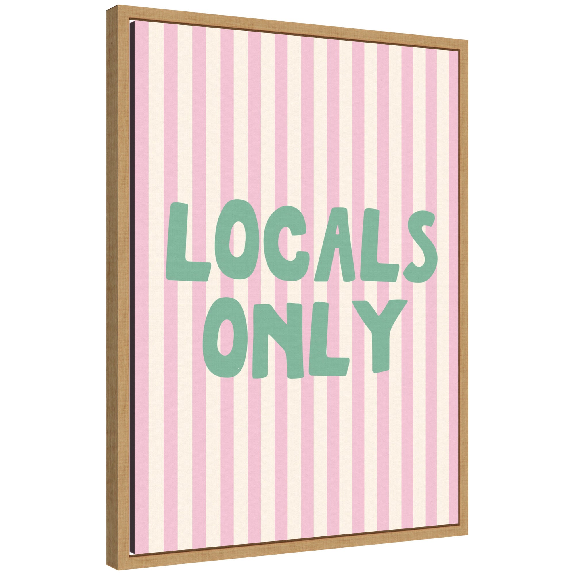 Locals Only Green and Pink Stripes by Megan Ryan Framed Canvas Wall Art Print