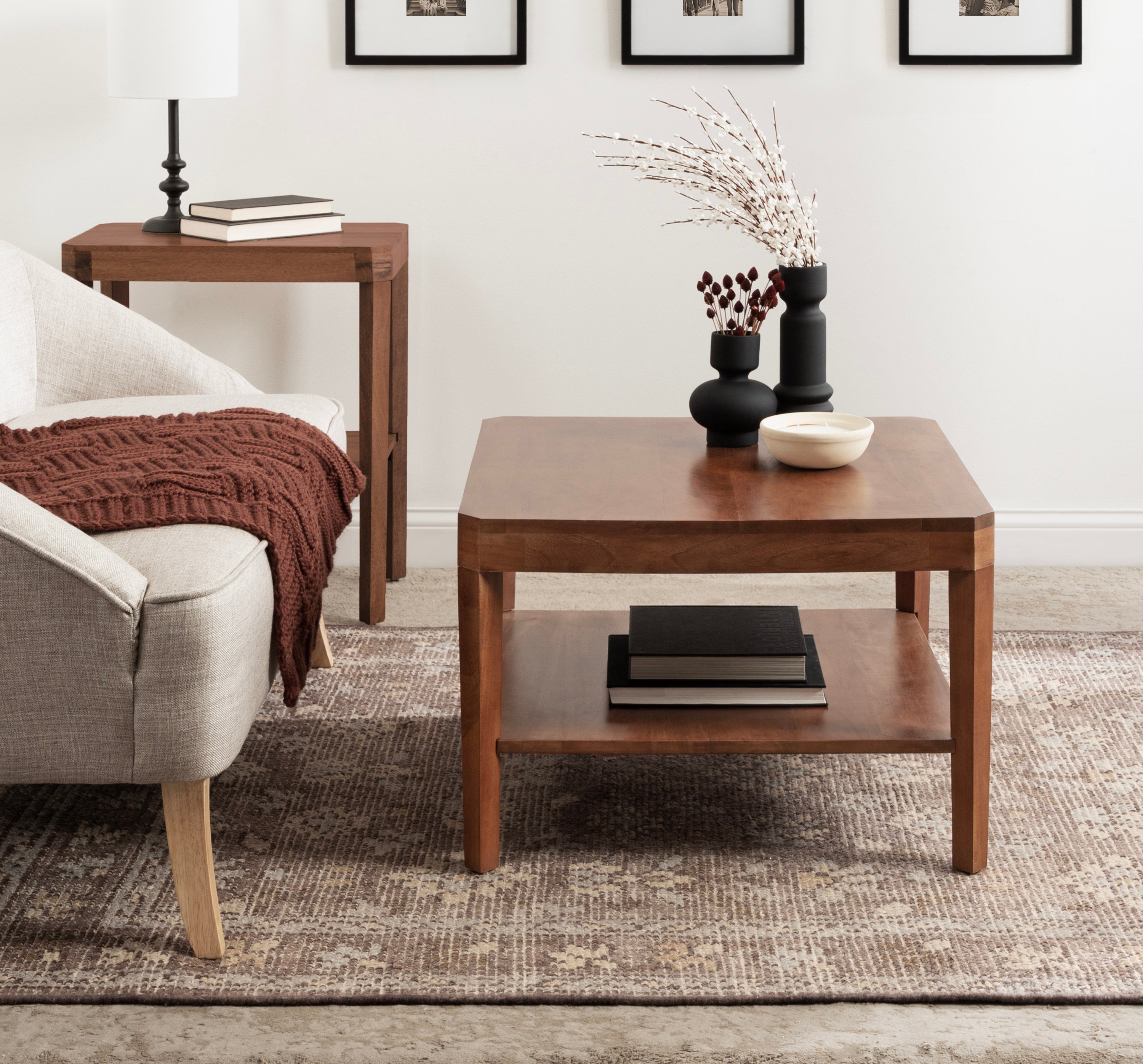 Coffee Table Walnut Brown 26x26x18 7
