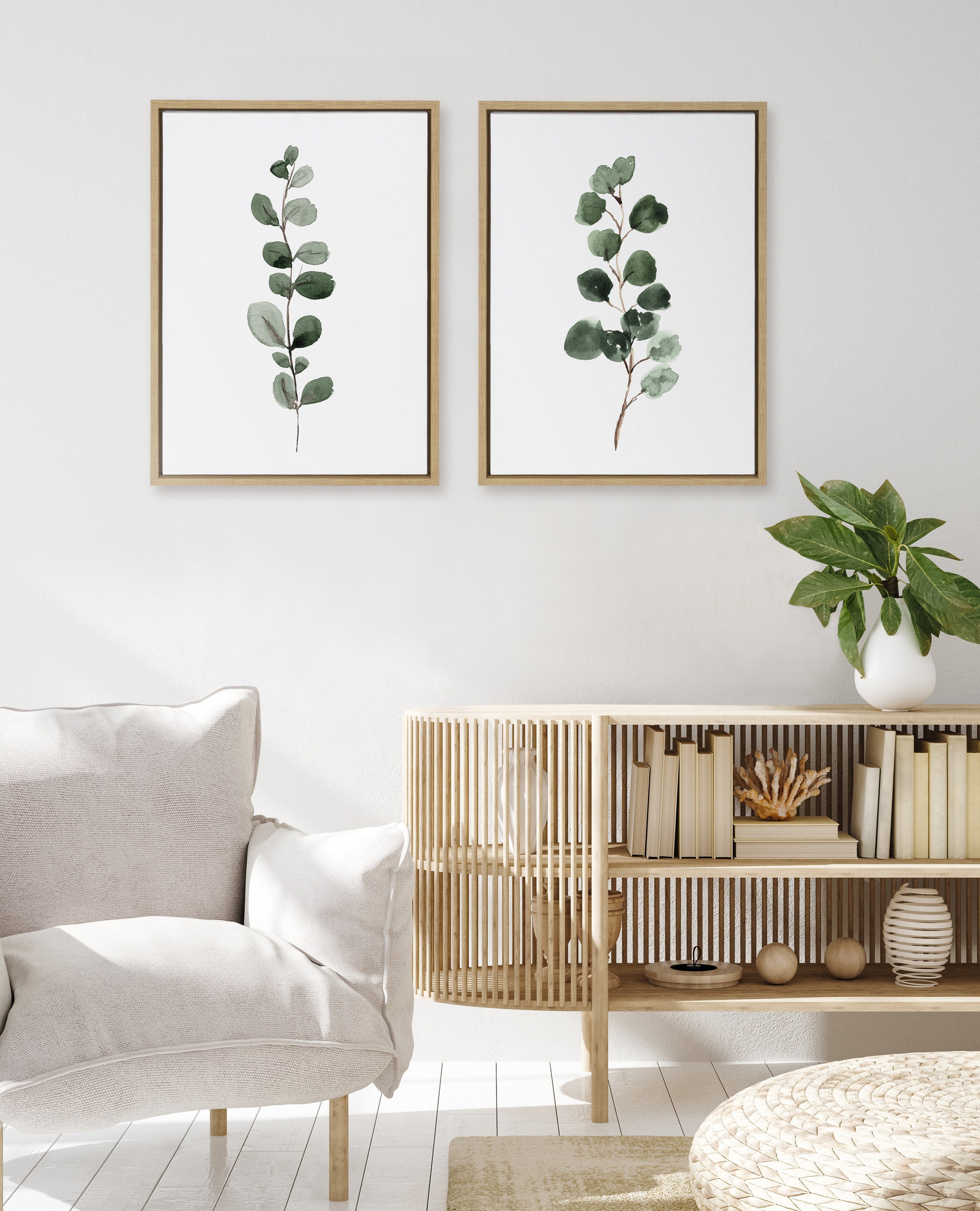Sylvie Eucalyptus Framed Canvas Set by Maja Mitrovic