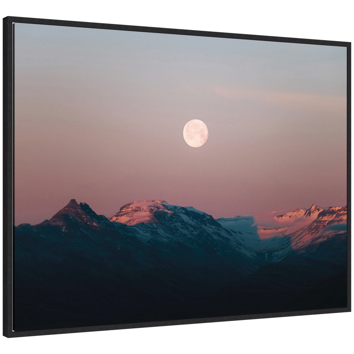 Sylvie Panoramic Pastel Moonrise over Icelandic Mountains Framed Canva ...