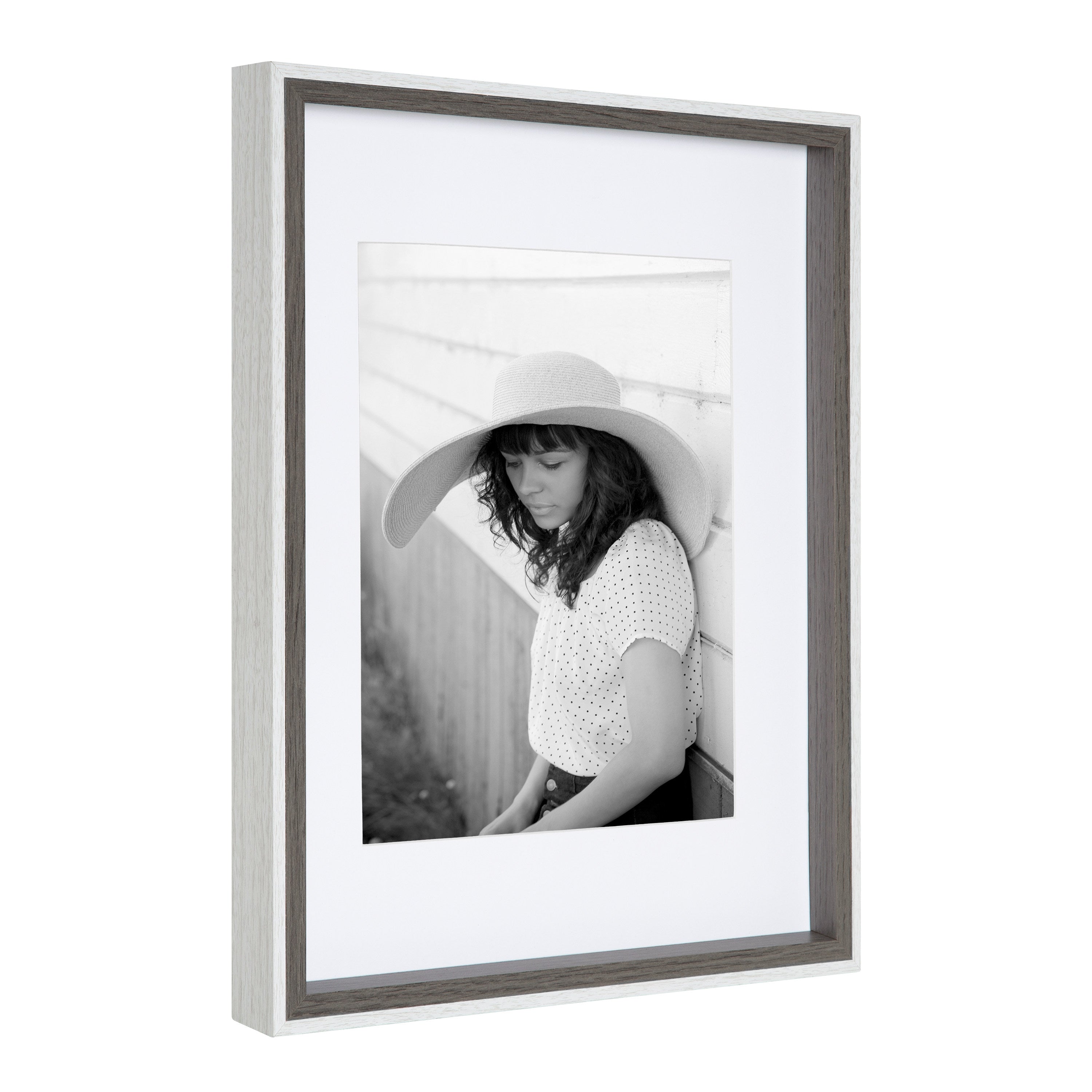 Wall Frame 11x14 matted to 8x10 Gray White 2