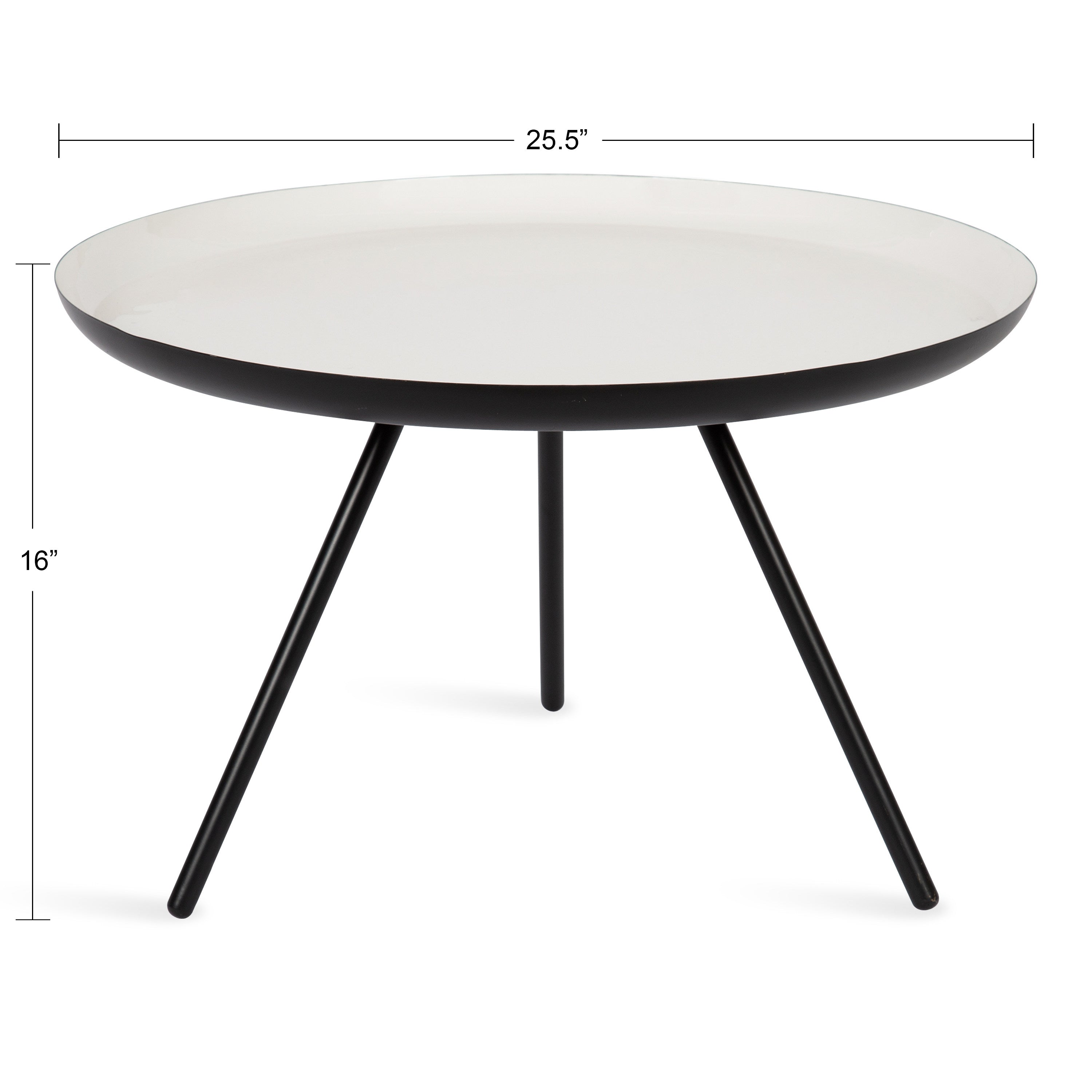 Coffee Table White Black 25" Diameter 2