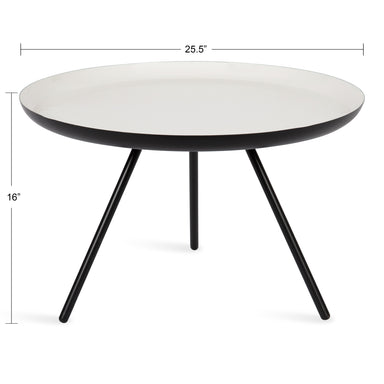 Coffee Table White Black 25" Diameter 2