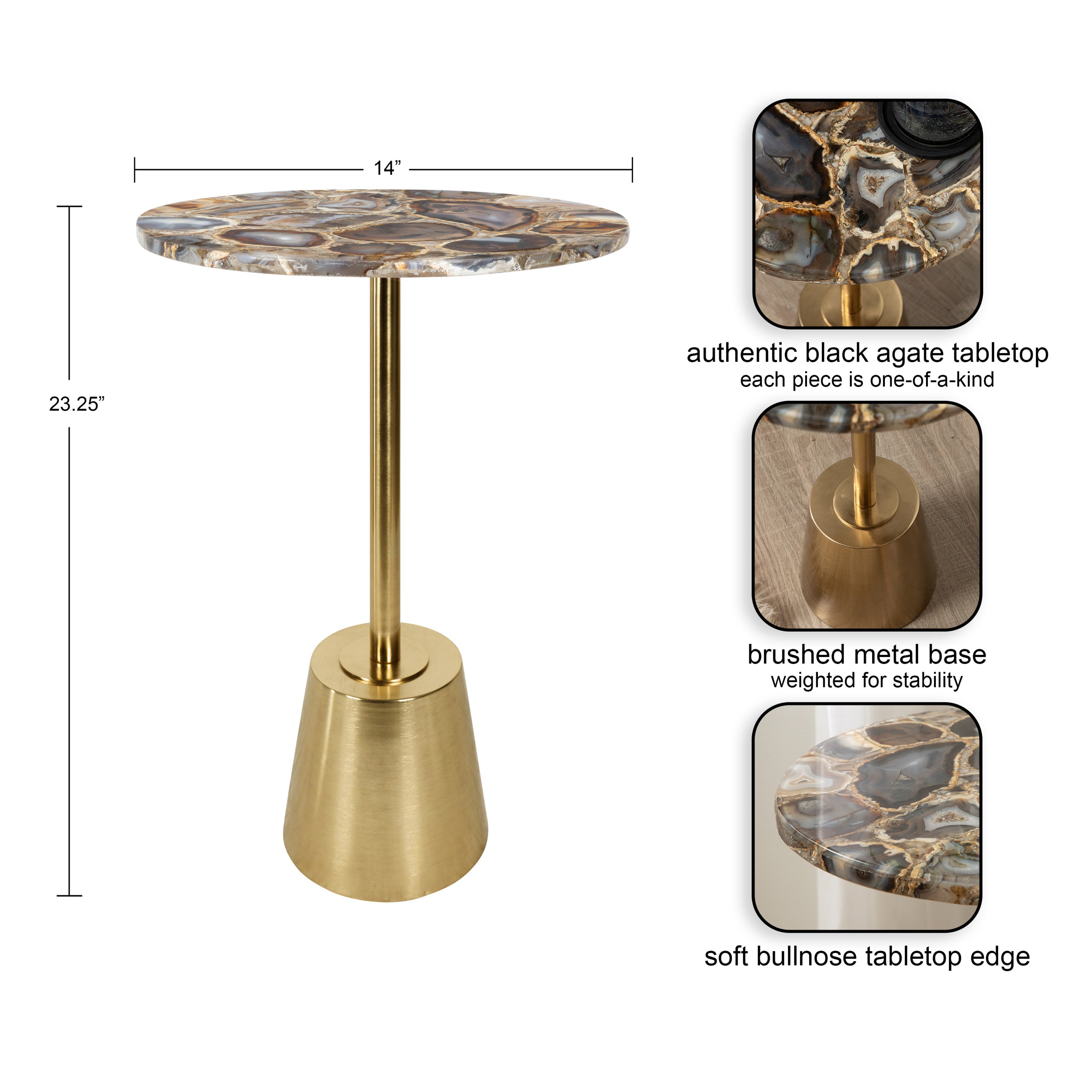 Side Table Black Gold 14x14x24 2
