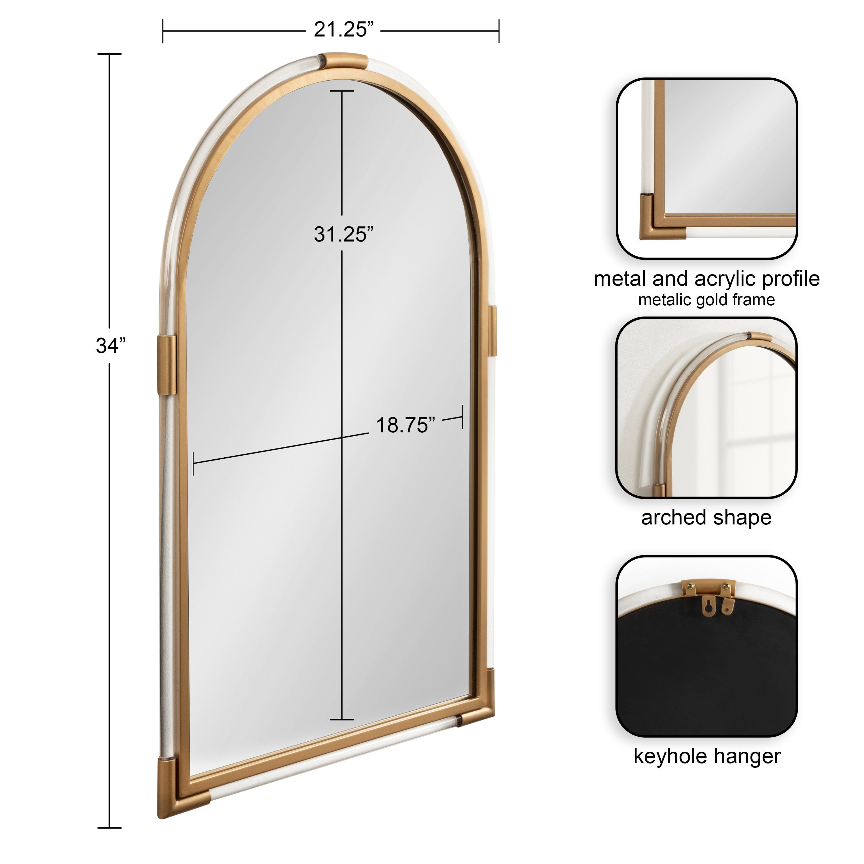 Arch Mirror Gold 22x34 2