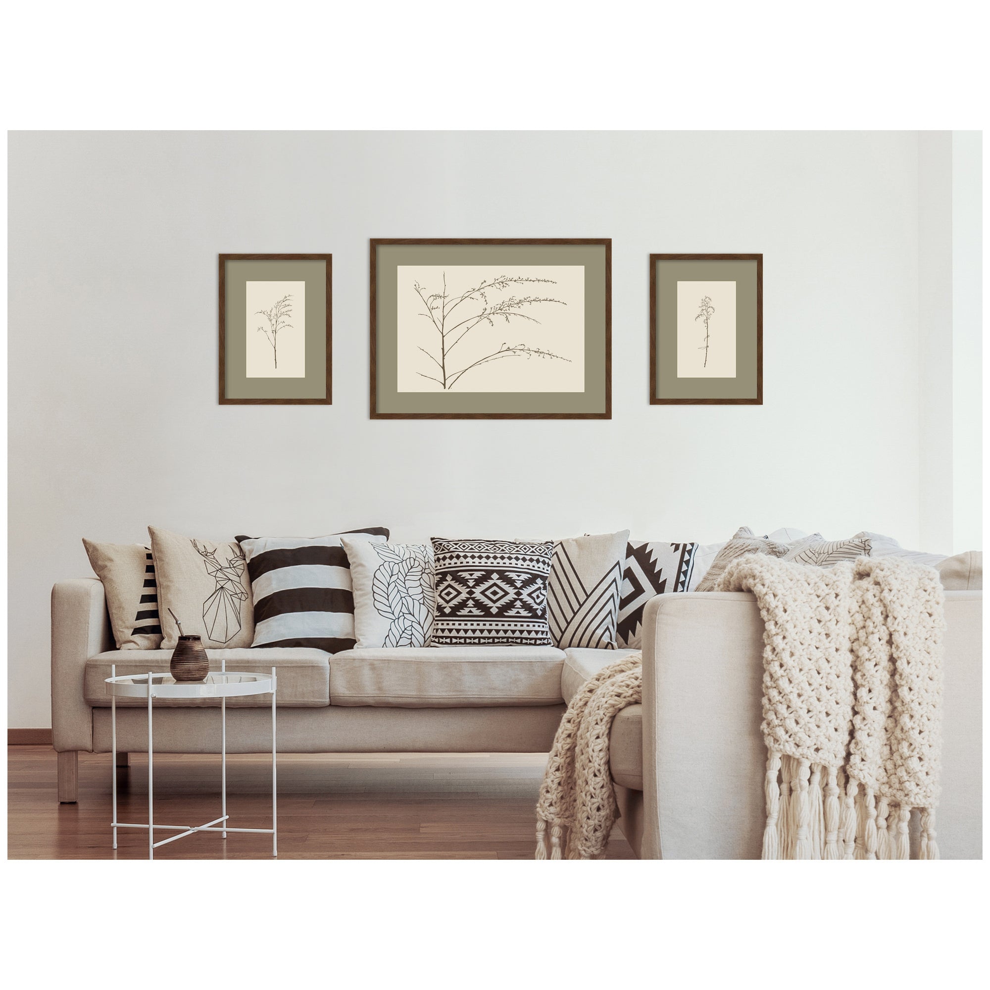 Framed Art Set 3 Piece Set 15x20/24x32 Carlisle Brown Narrow 7