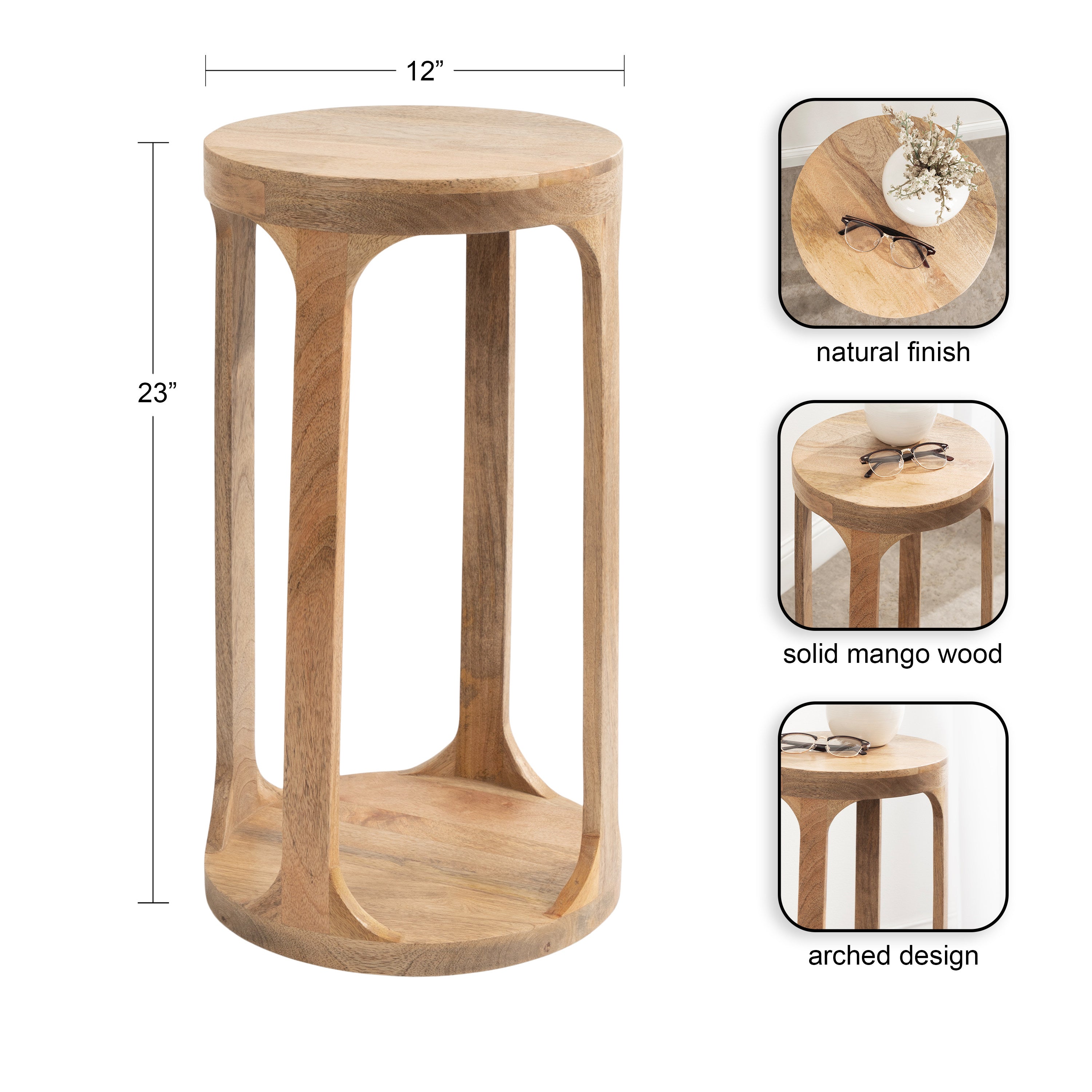 Drink Table Natural 12x12x23 2