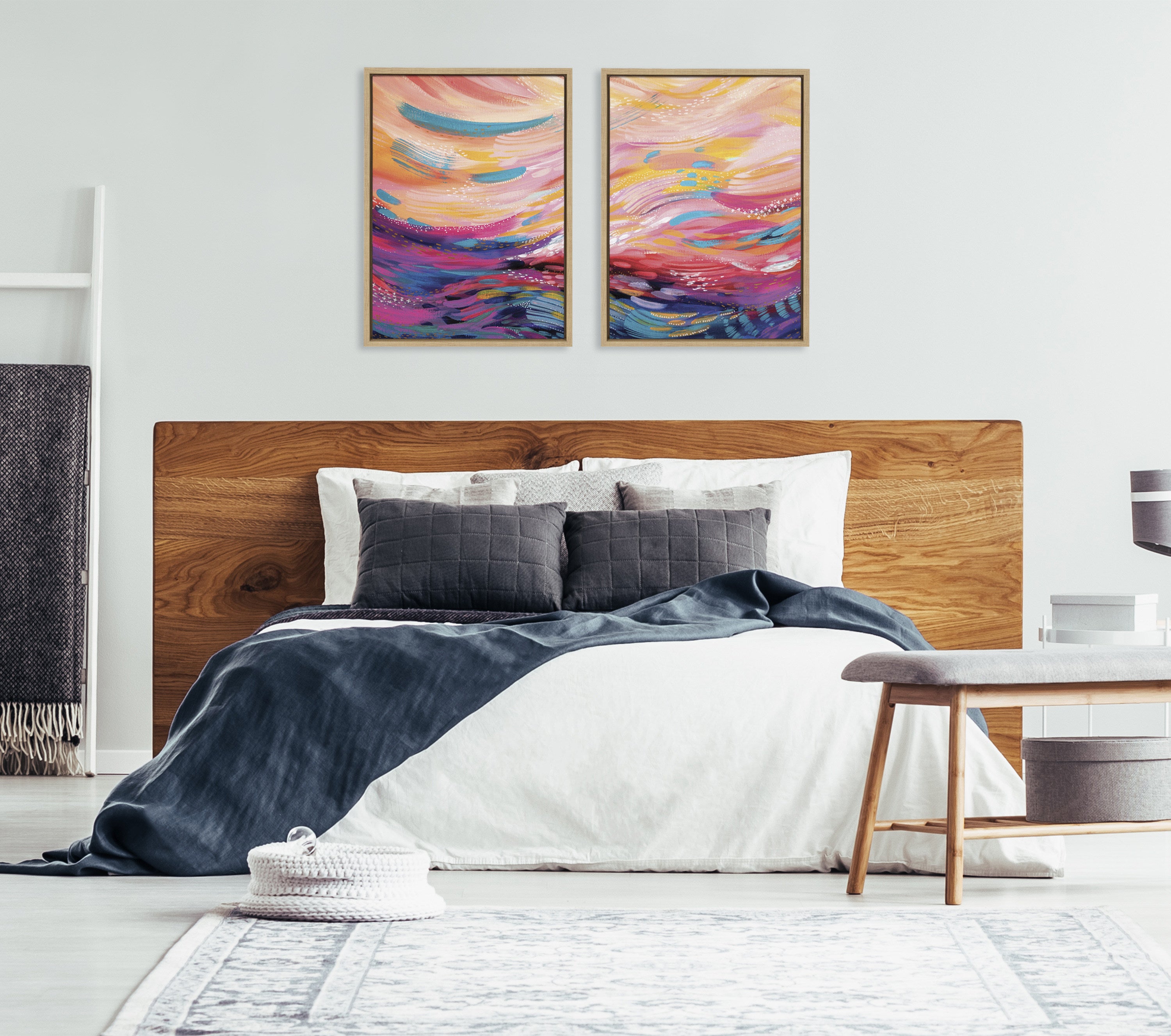 Sylvie Brush Strokes 90 Framed Canvas Set by Jessi Raulet of Ettavee