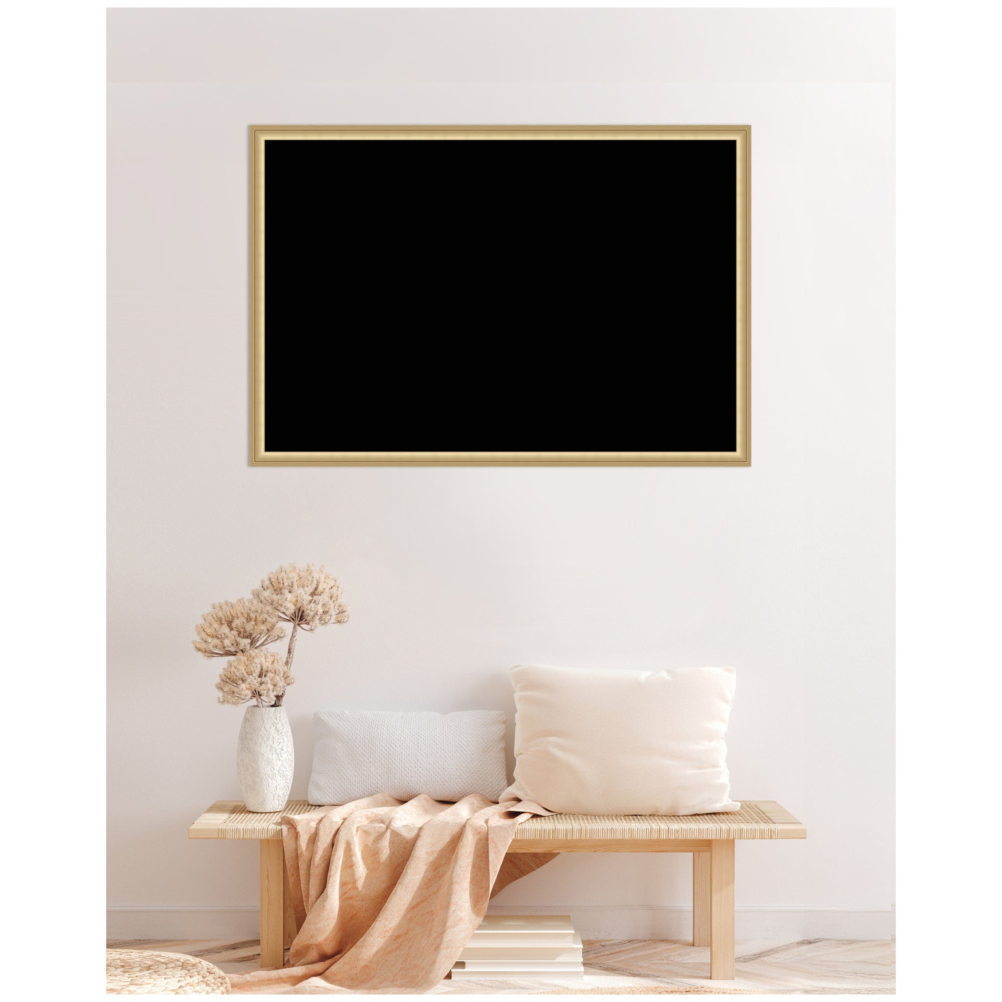 Framed Fabric Pinboard Black Wall Organization