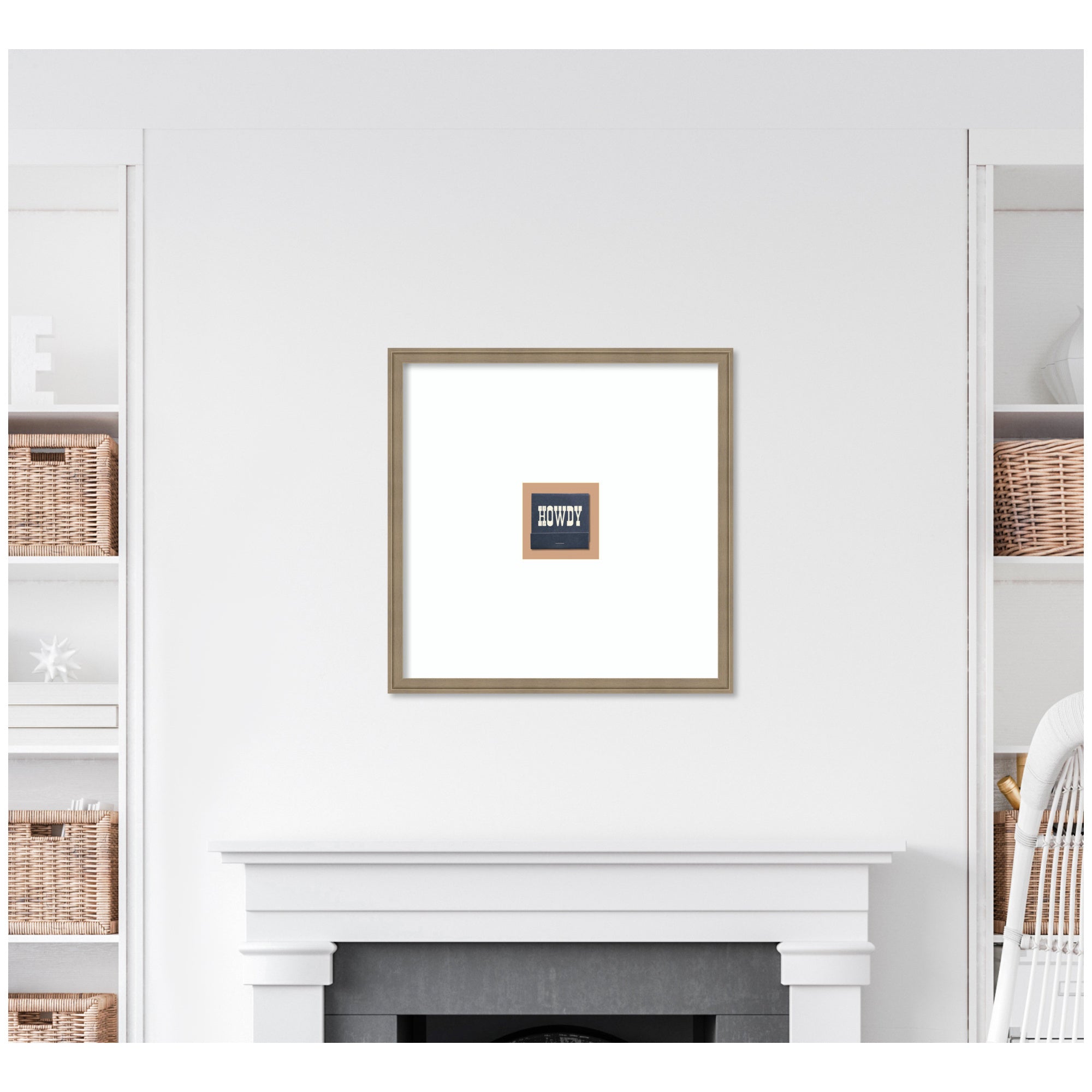 Howdy Matchbook Blue Square by Megan Ryan Framed Wall Art Print