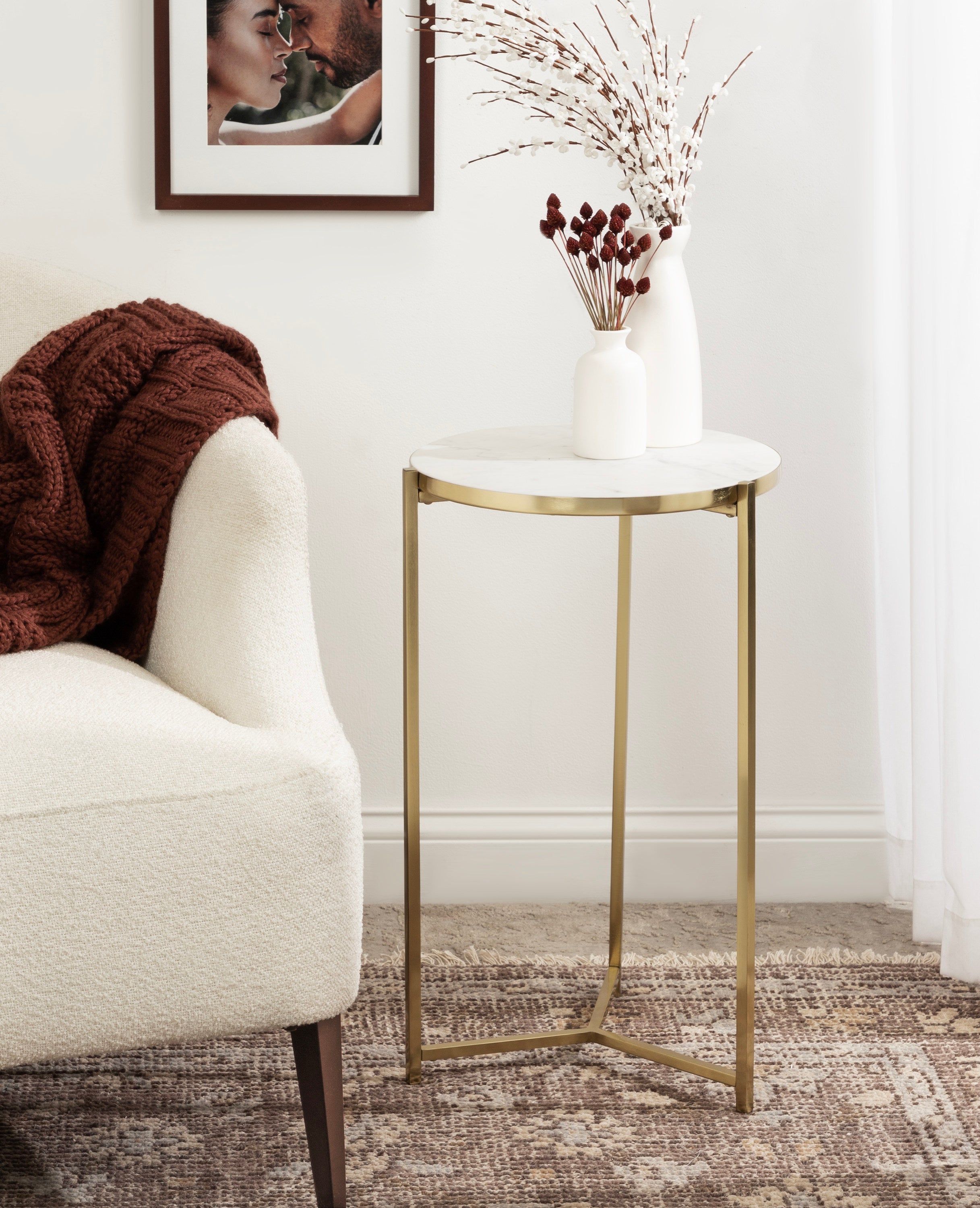 Side Table White Gold 15x15x24 6