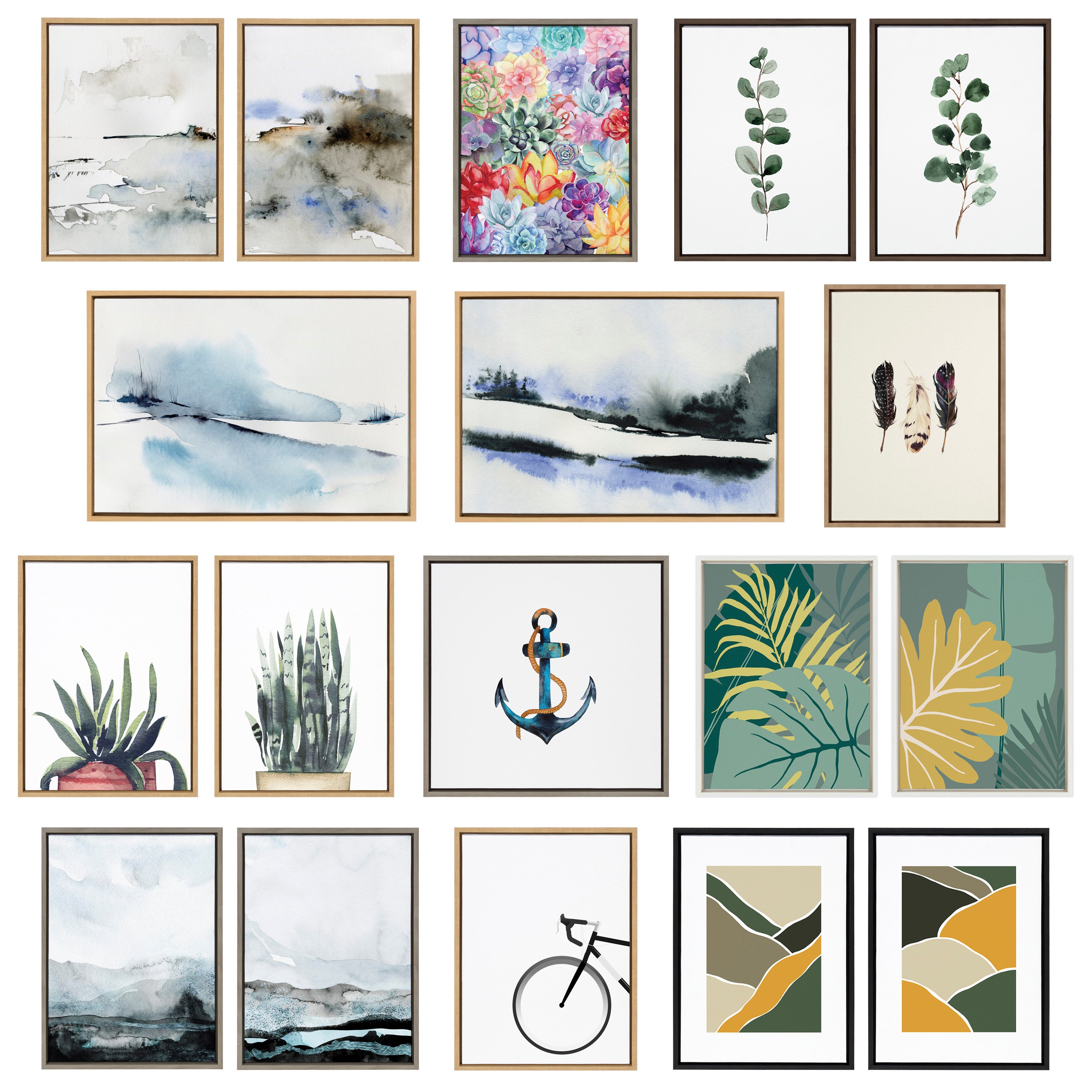 Sylvie Eucalyptus Framed Canvas Set by Maja Mitrovic of Makes My Day Happy