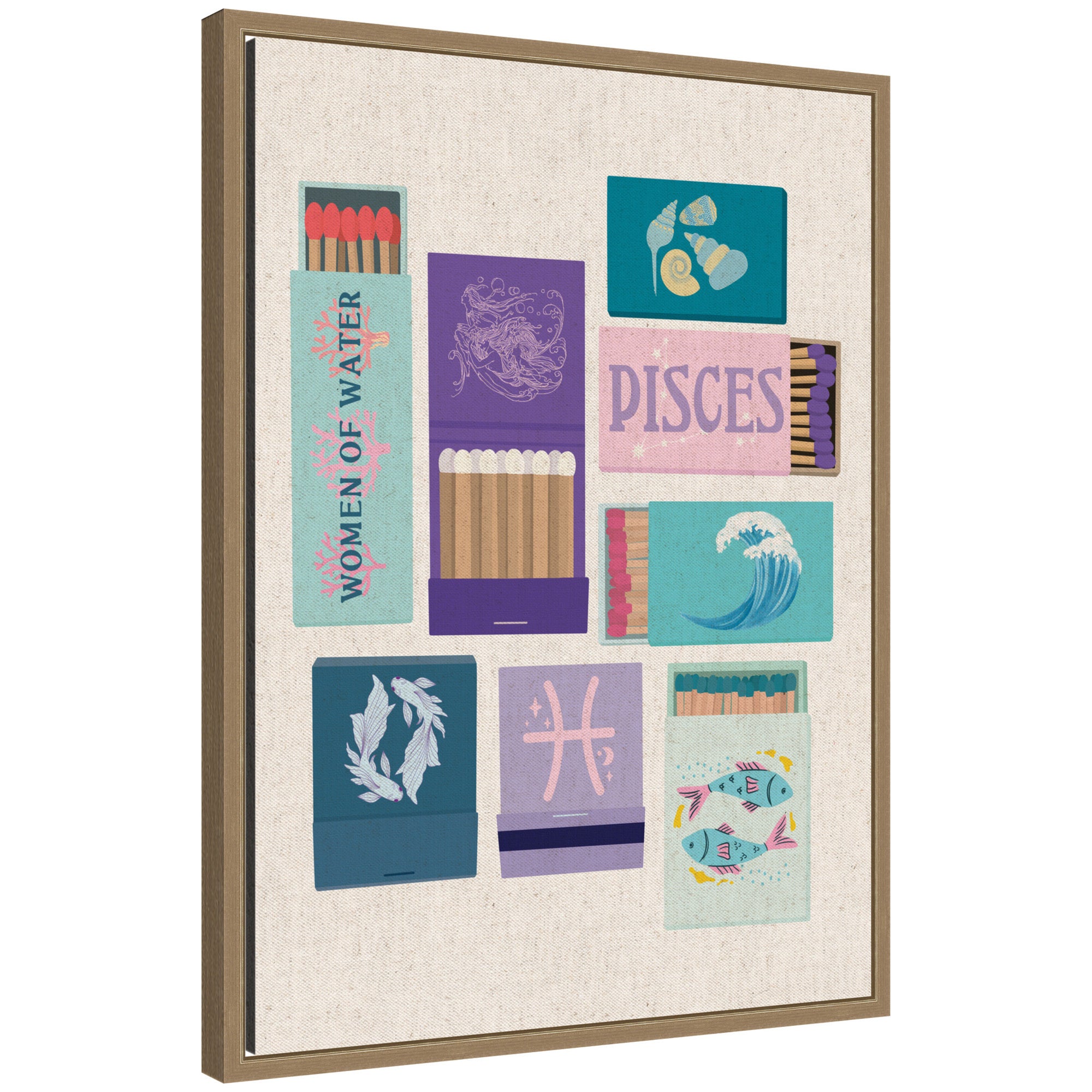 Pisces Matchbooks Linen FC by Megan Ryan Framed Canvas Wall Art Print