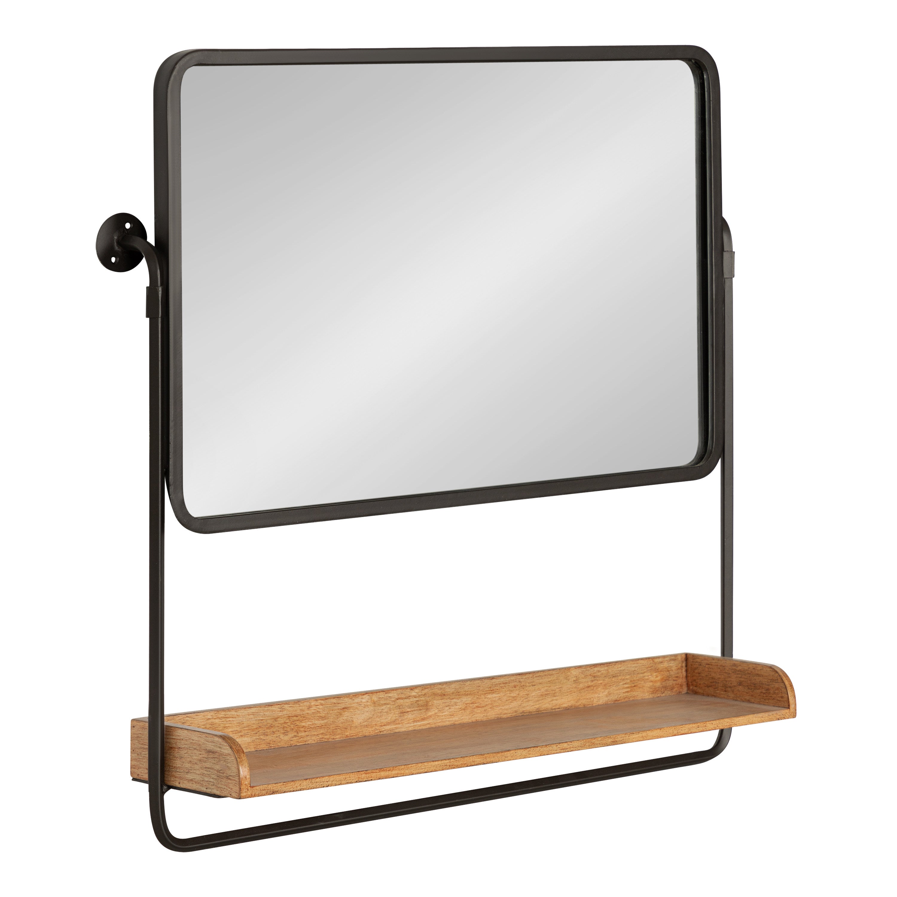 Functional Mirror Rustic Brown Black 27x7x26 1