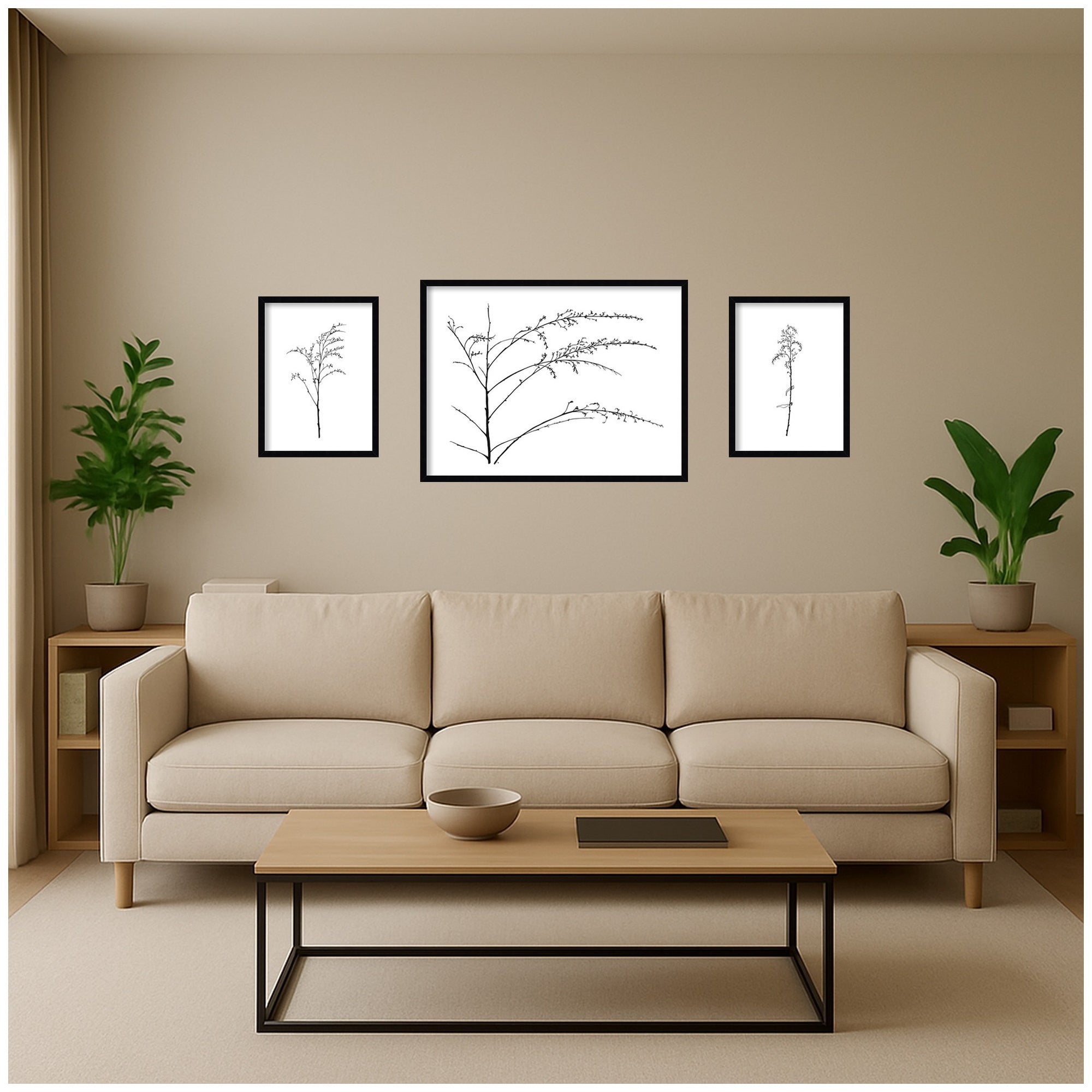 Framed Art Set 3 Piece Set 15x20/25x33 Svelte Noir Black 7