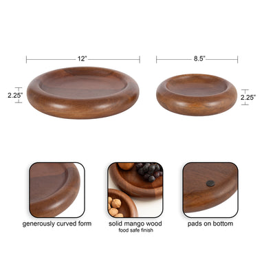 Serving Tray Walnut Brown 2 Piece 2