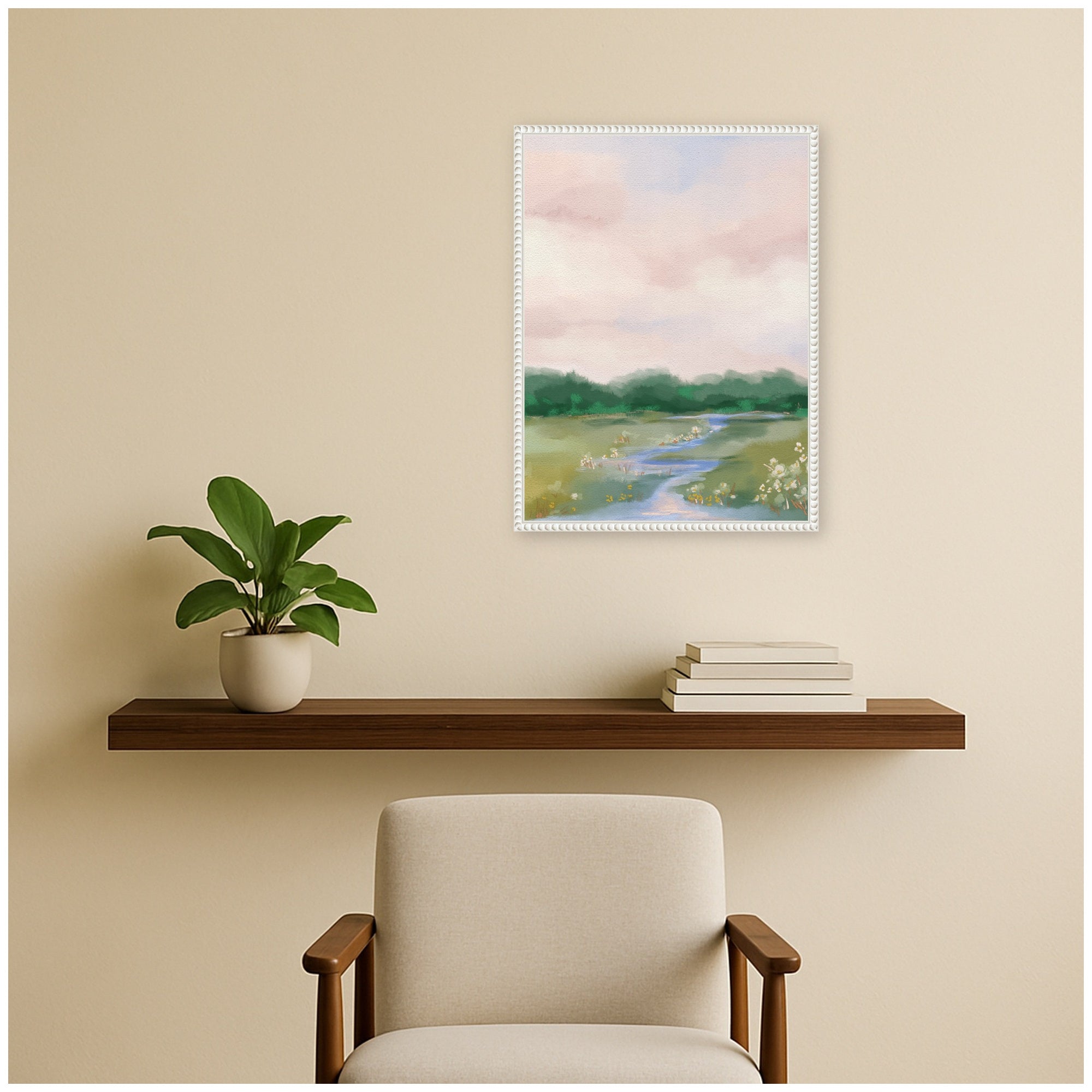 Framed Canvas 18x24 Sylvie Beaded White 6