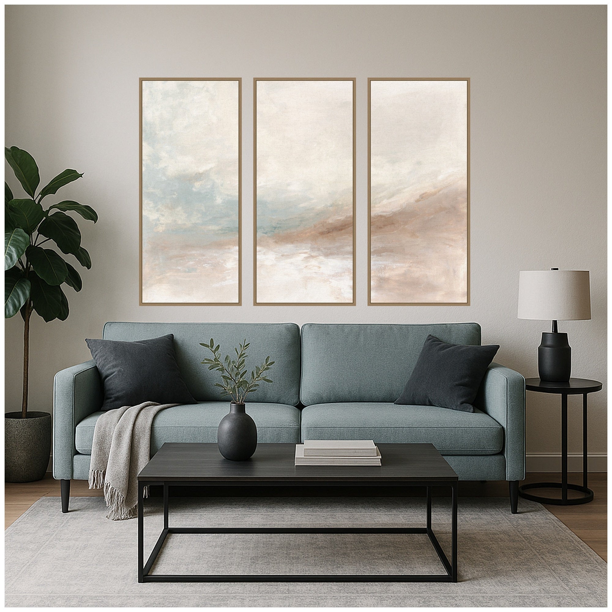 Framed Canvas Sylvie Dark Gold 3 Piece Set 18x40 6