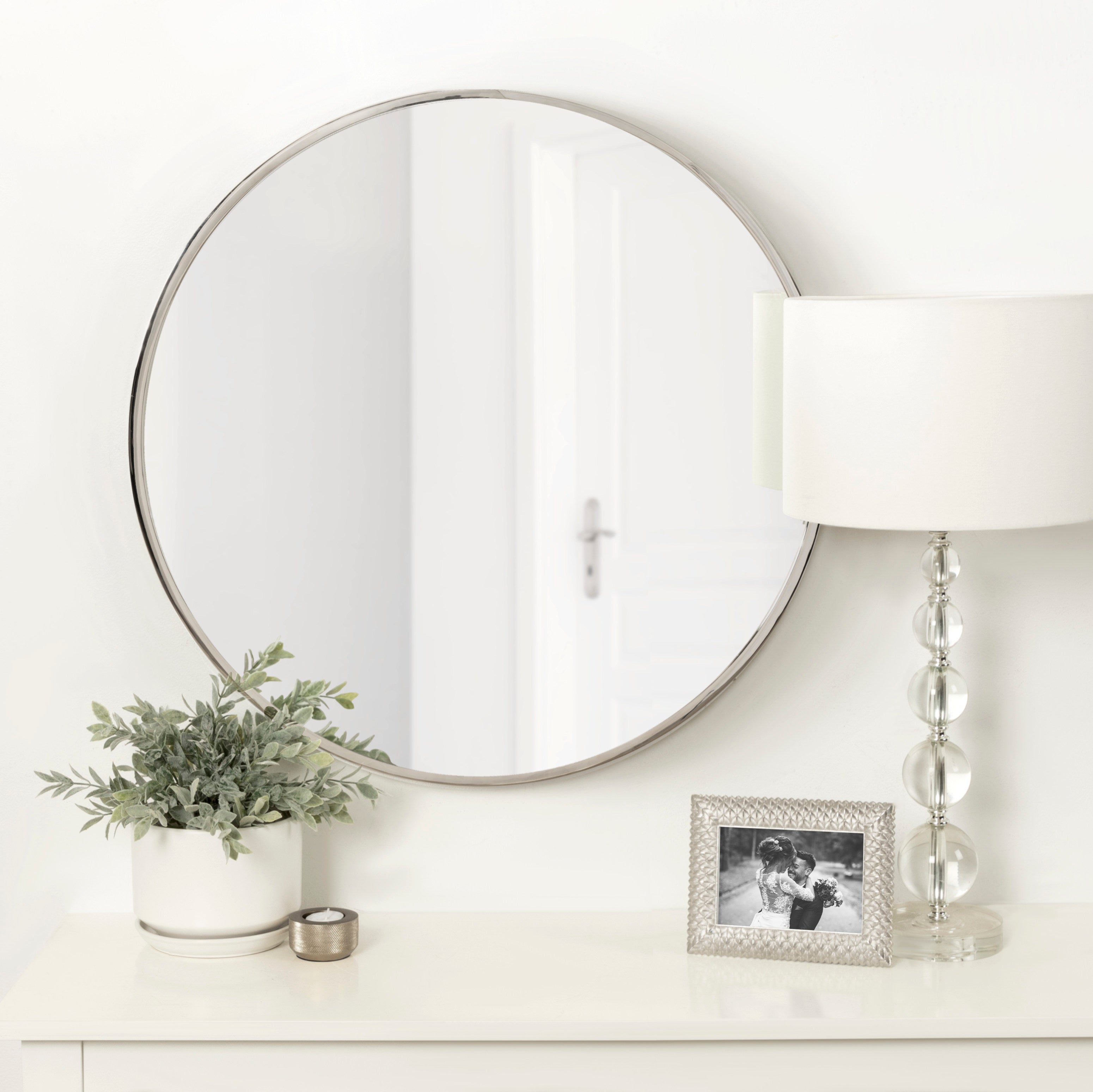 Round Mirror Silver 28" Diameter 6