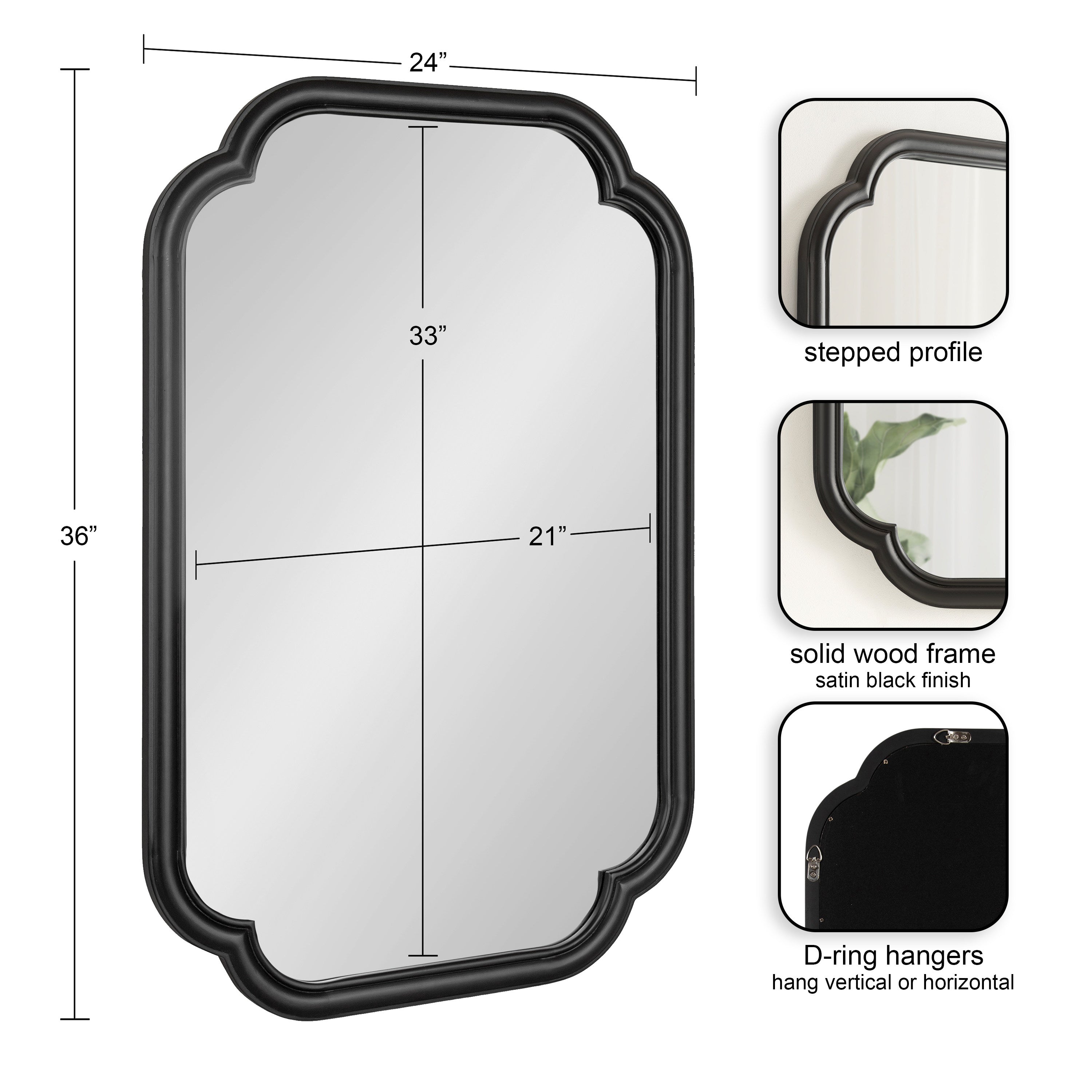 Scallop Mirror Black 24x36 2