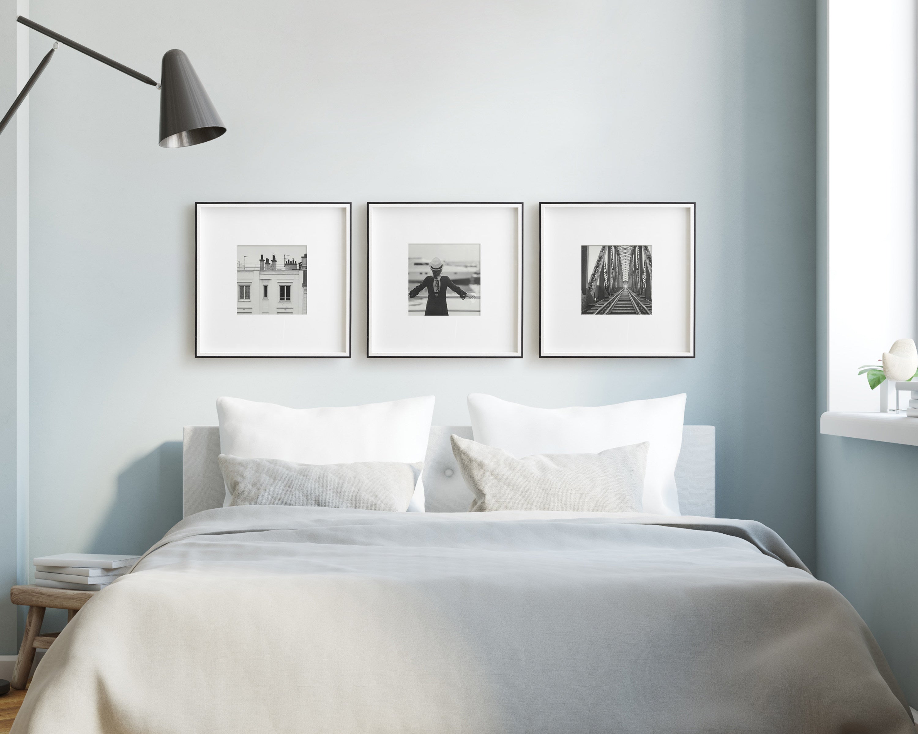 Wall Frame 16x16 matted to 8x8 Black White 6