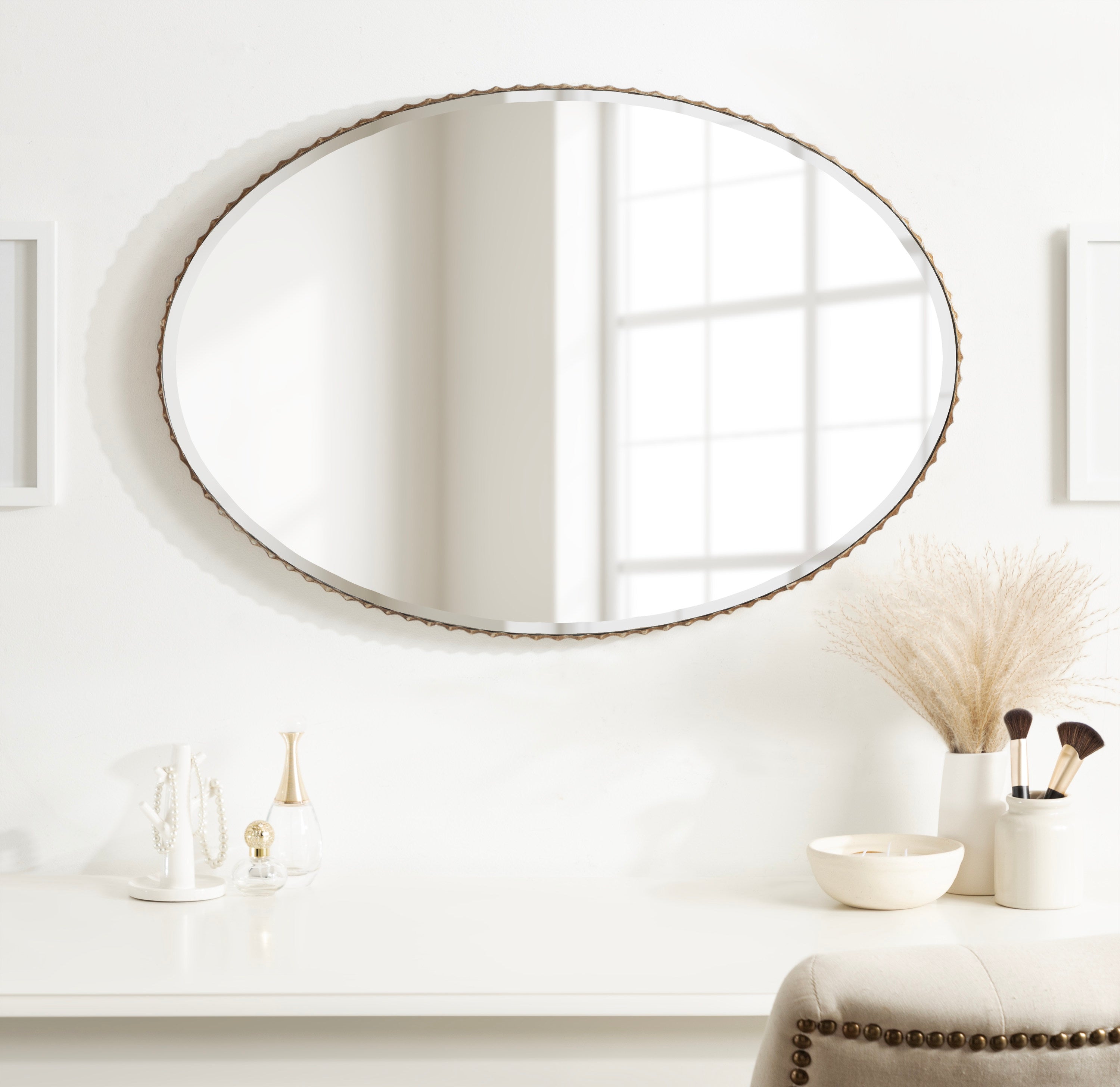 Elmora Fluted Oval Wall Mirror