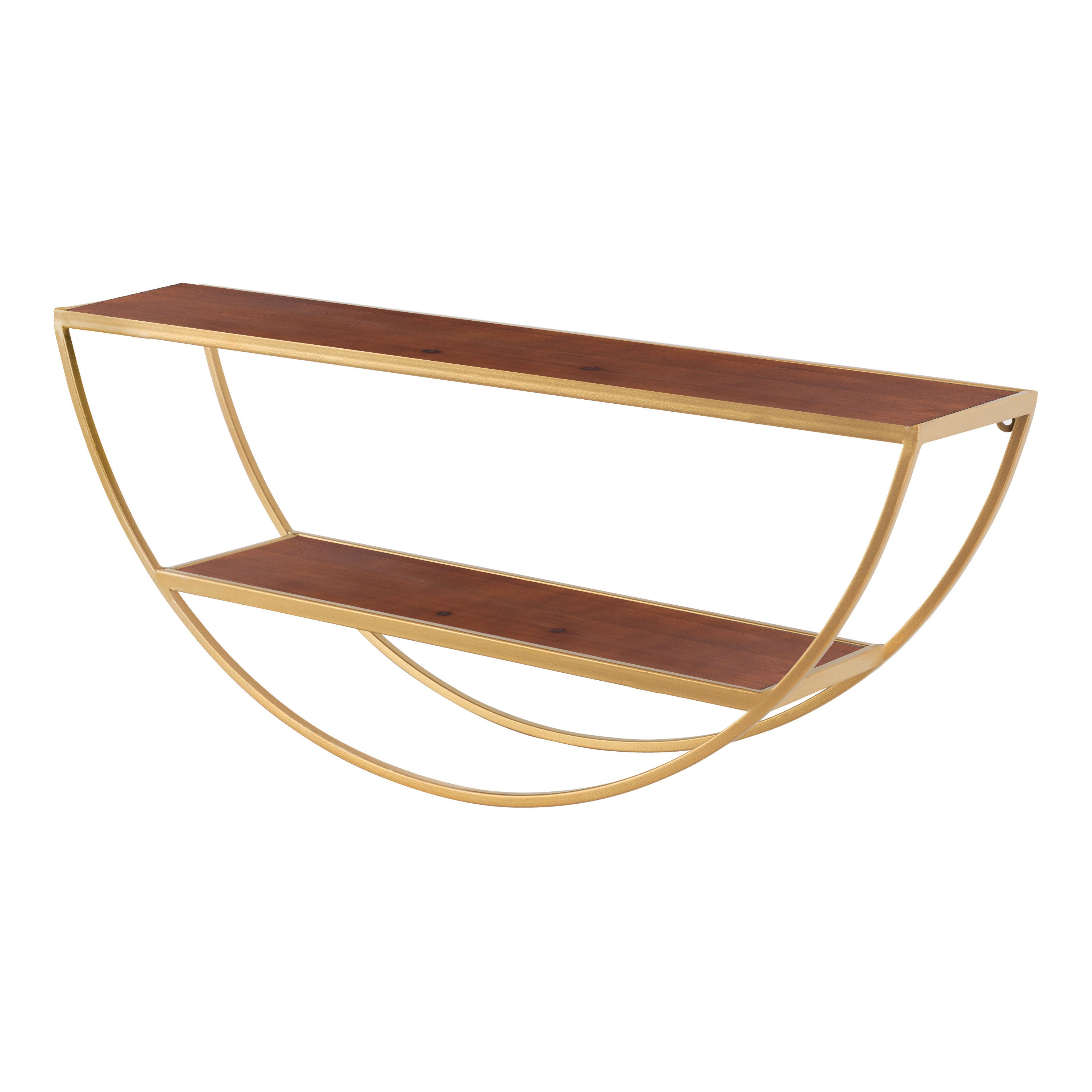 Accent Shelf Walnut Brown Gold 26x11 1
