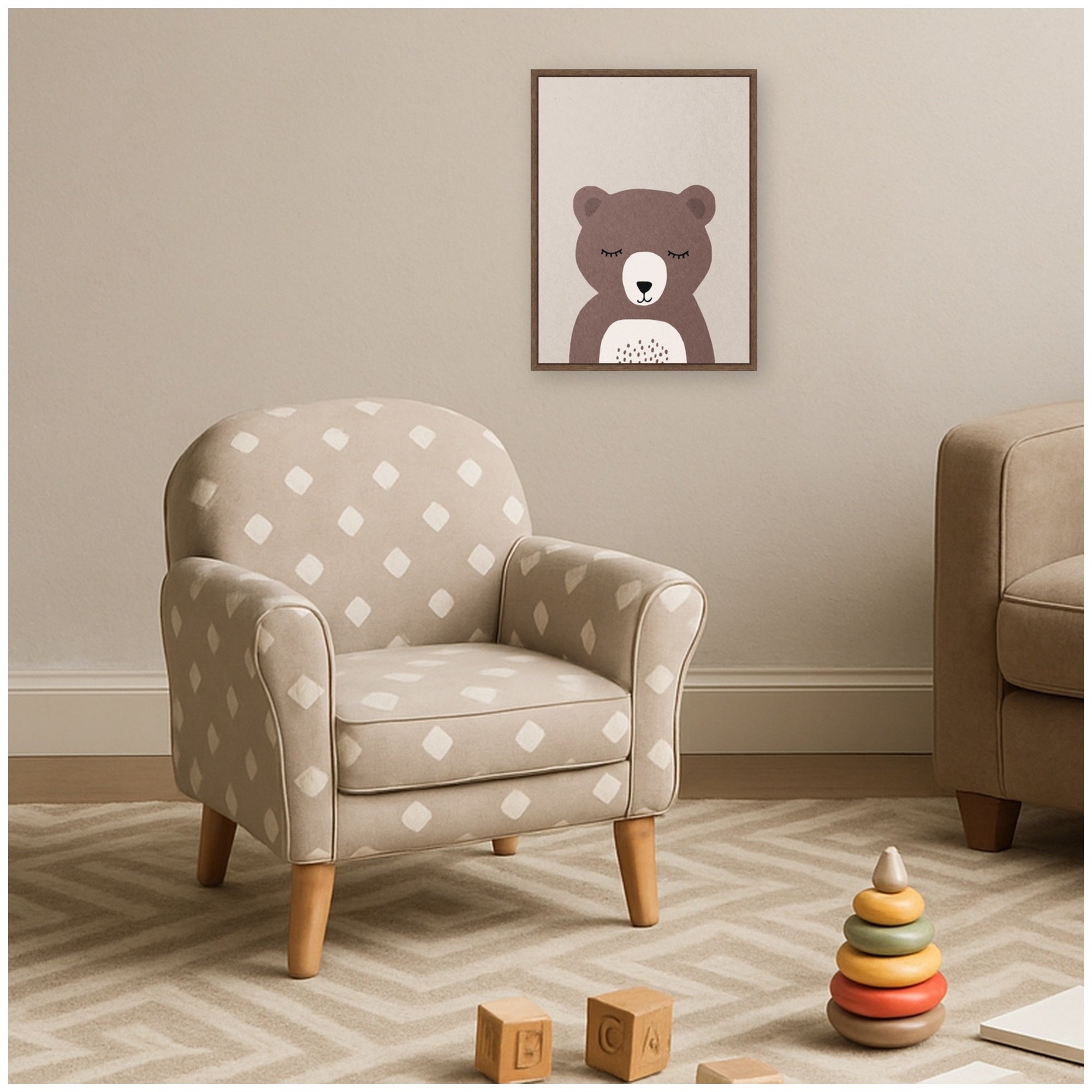 Bear by July Art Prints Framed Canvas Wall Art Print