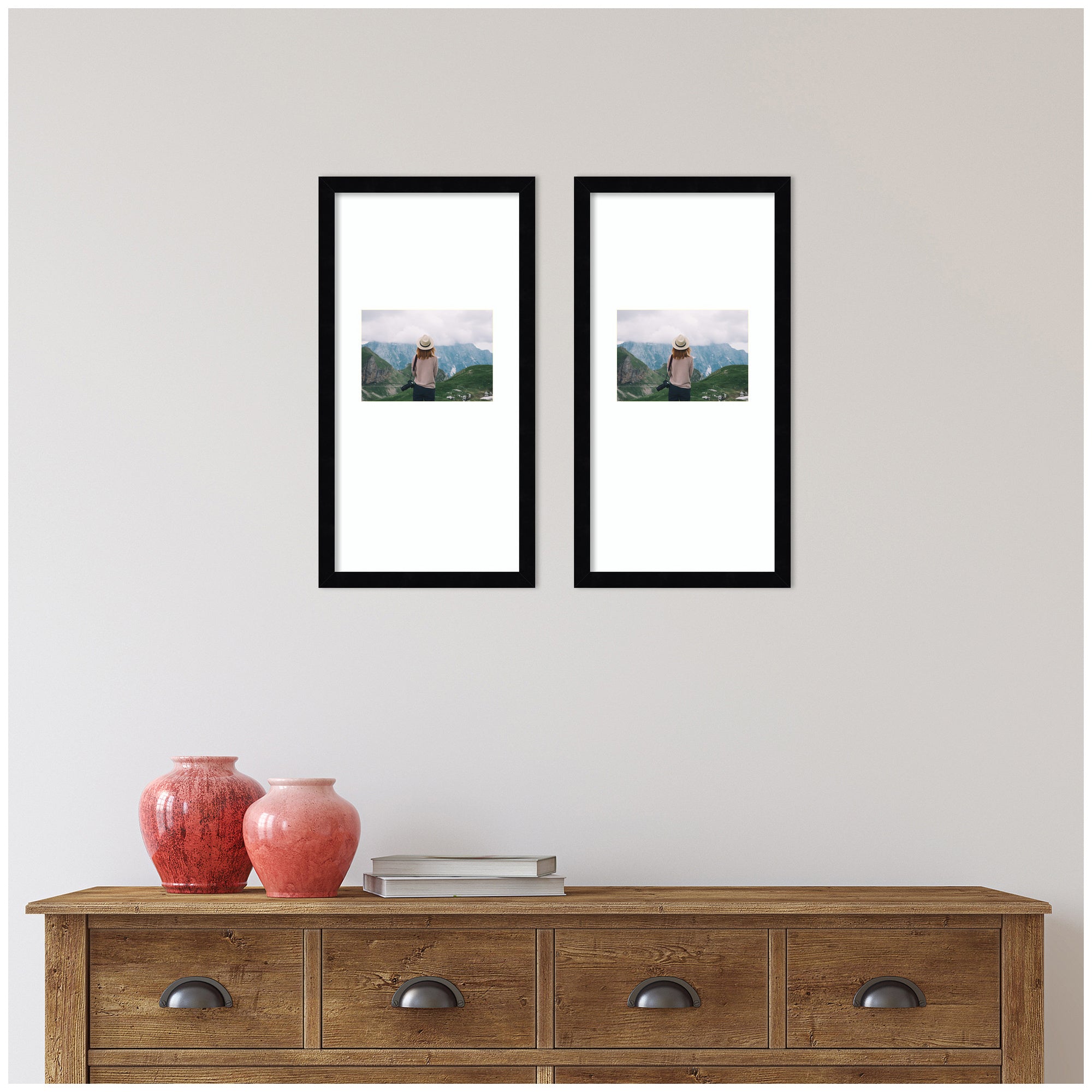 Wall Frame Svelte Noir Black 11x20 matted to 5x7 5