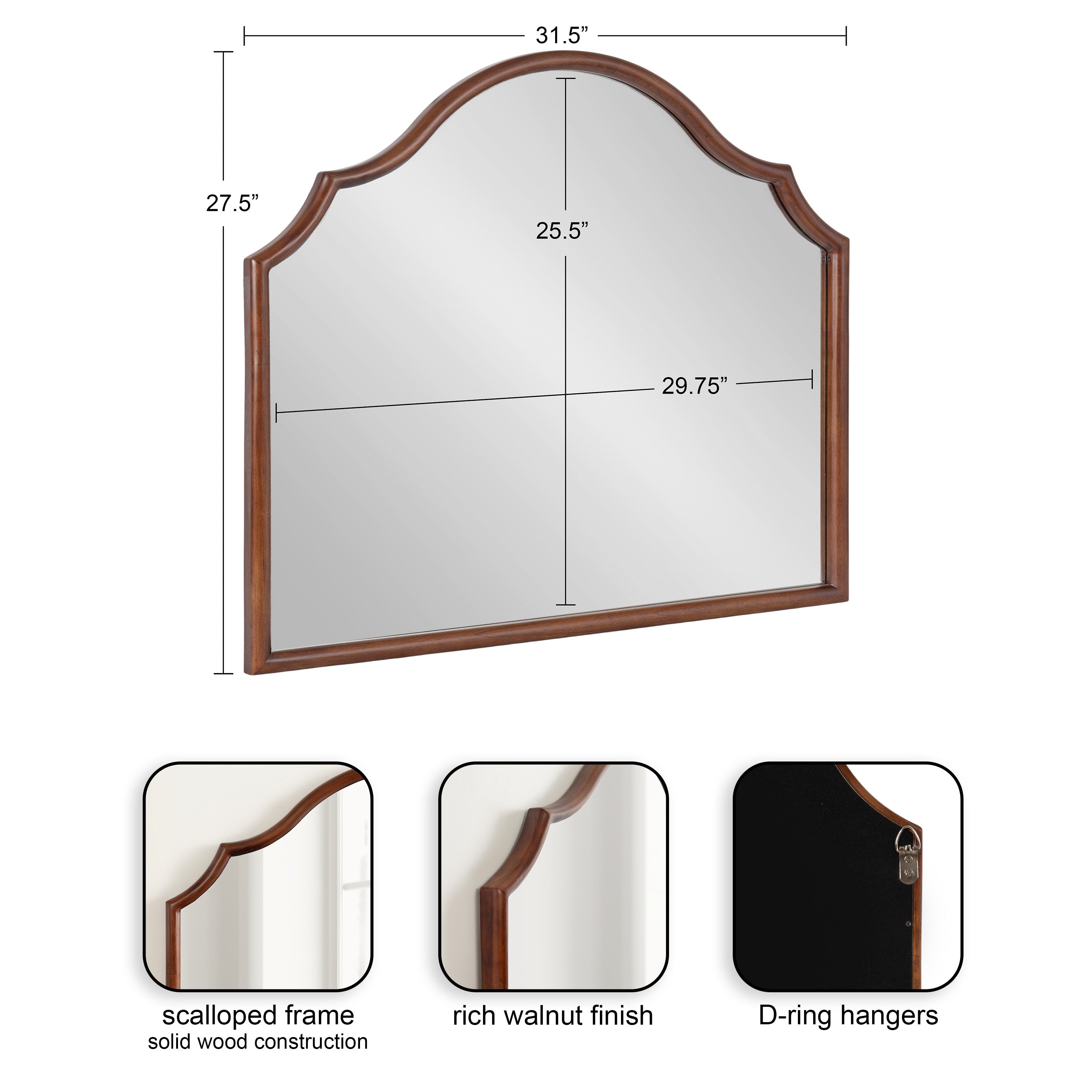 Arch Mirror Walnut Brown 32x28 2
