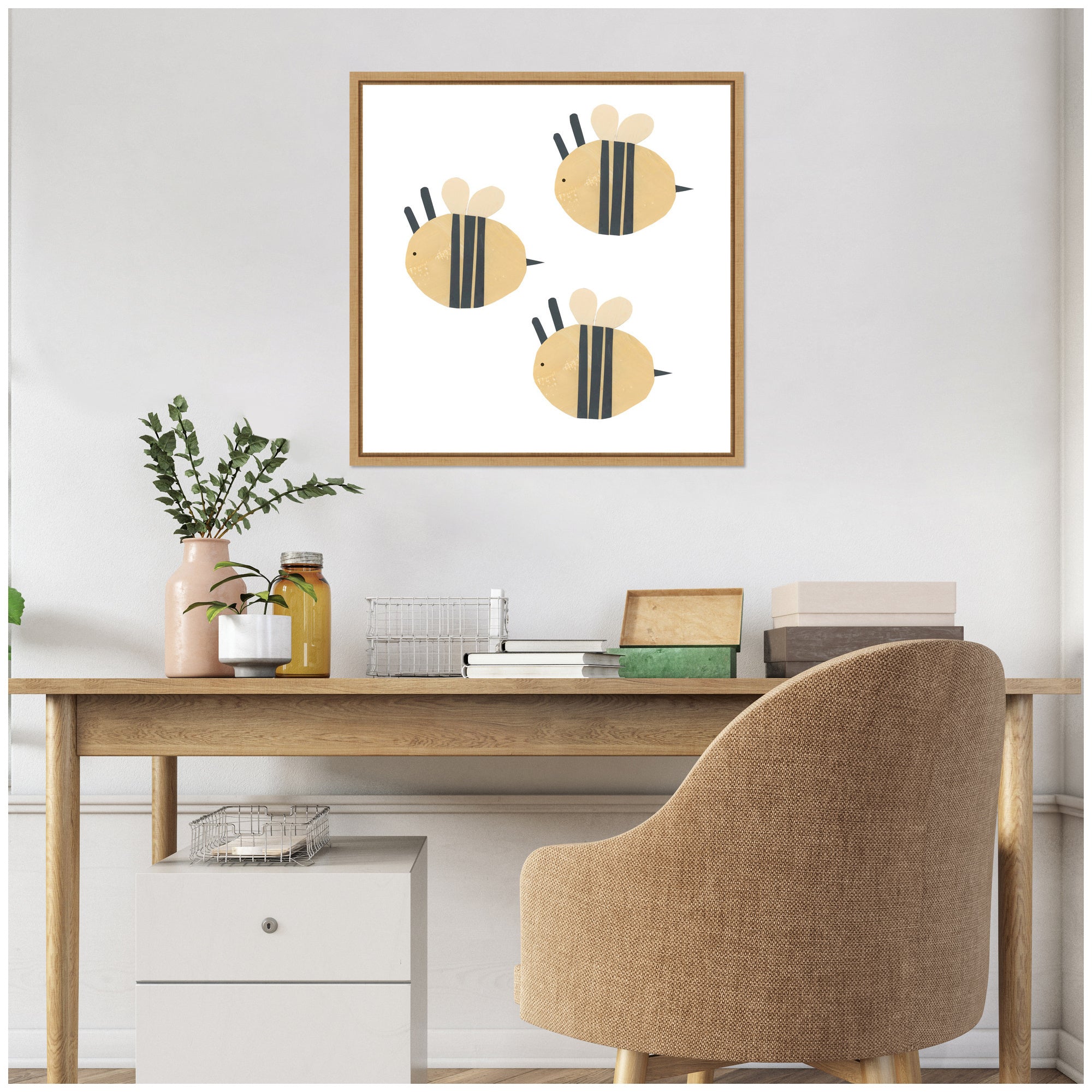 Buzzing Bees by Alicia Abla Framed Canvas Wall Art Print