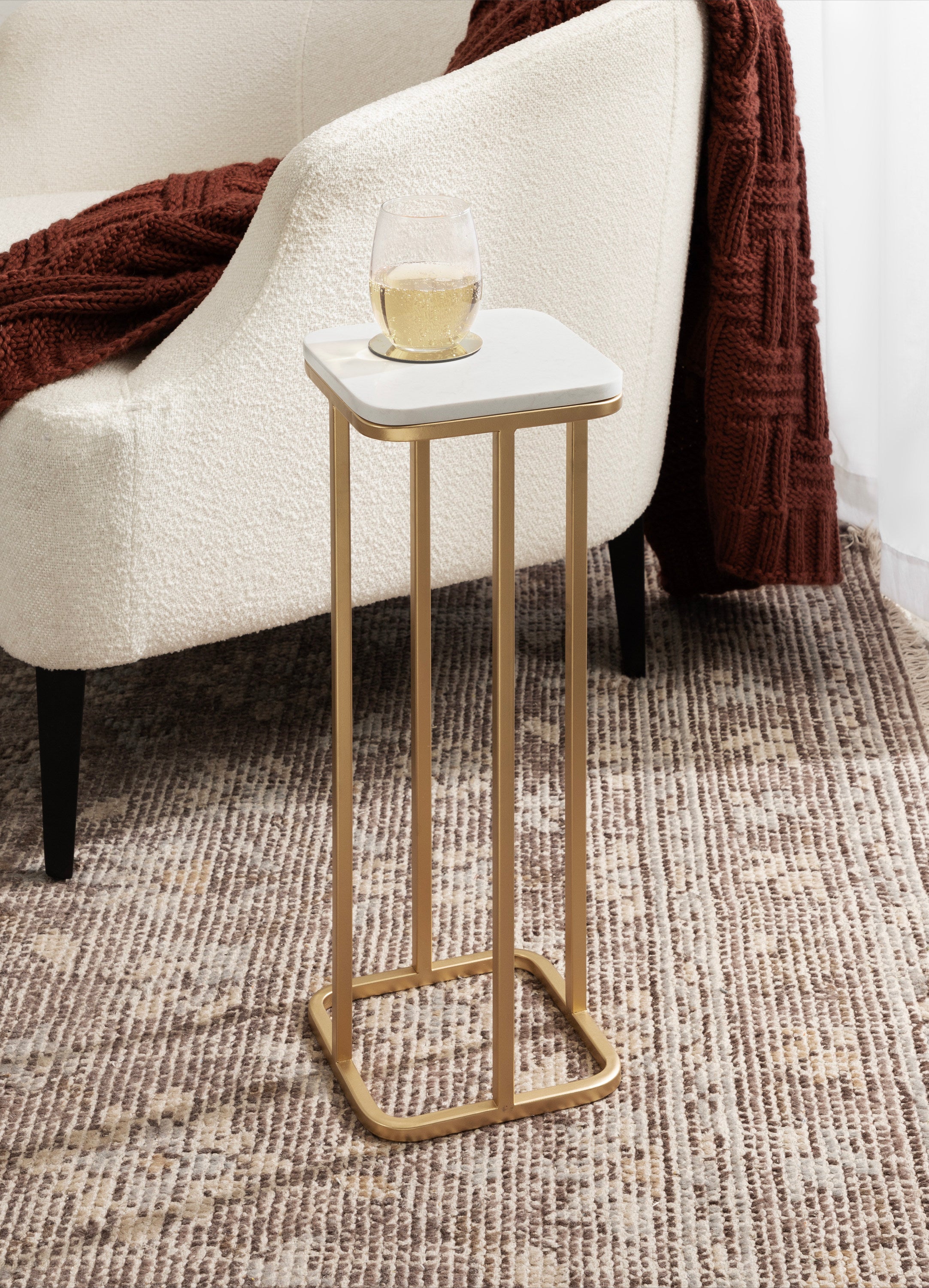 Drink Table White Gold 8x8x22 7