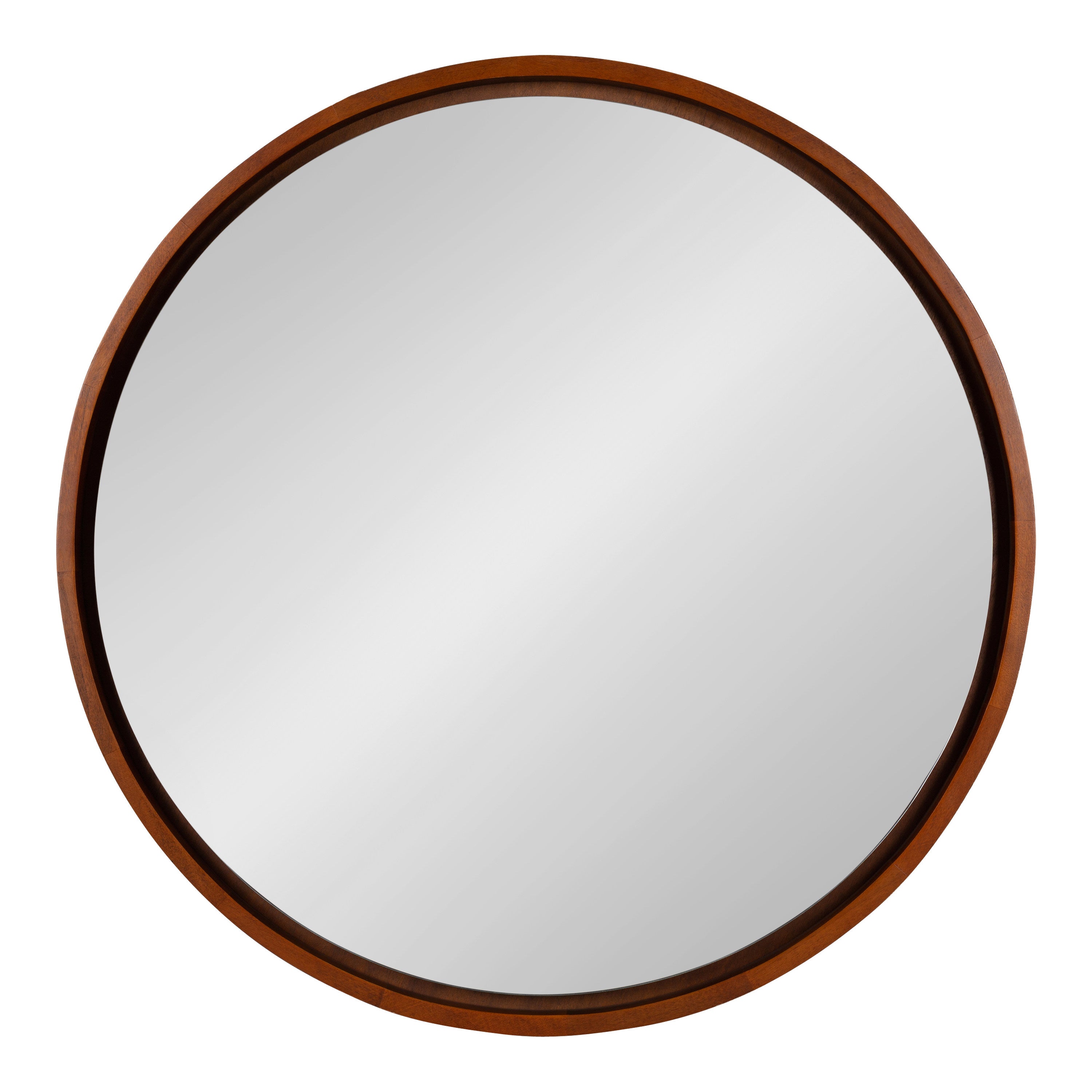 Round Mirror Walnut Brown 30" Diameter 2