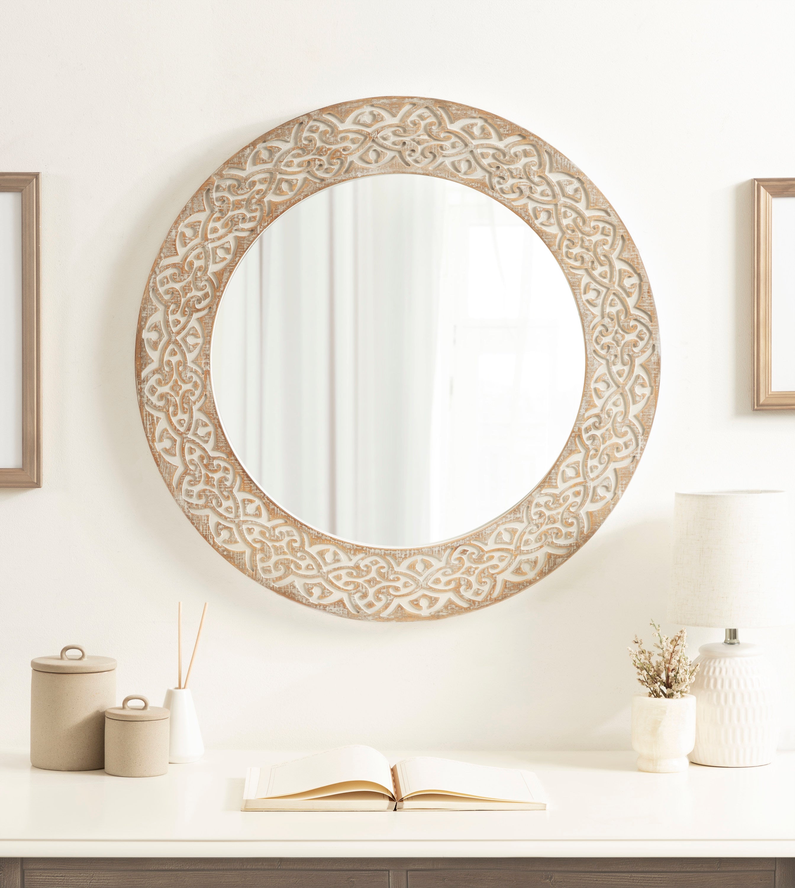 Round Mirror White 26" Diameter 7