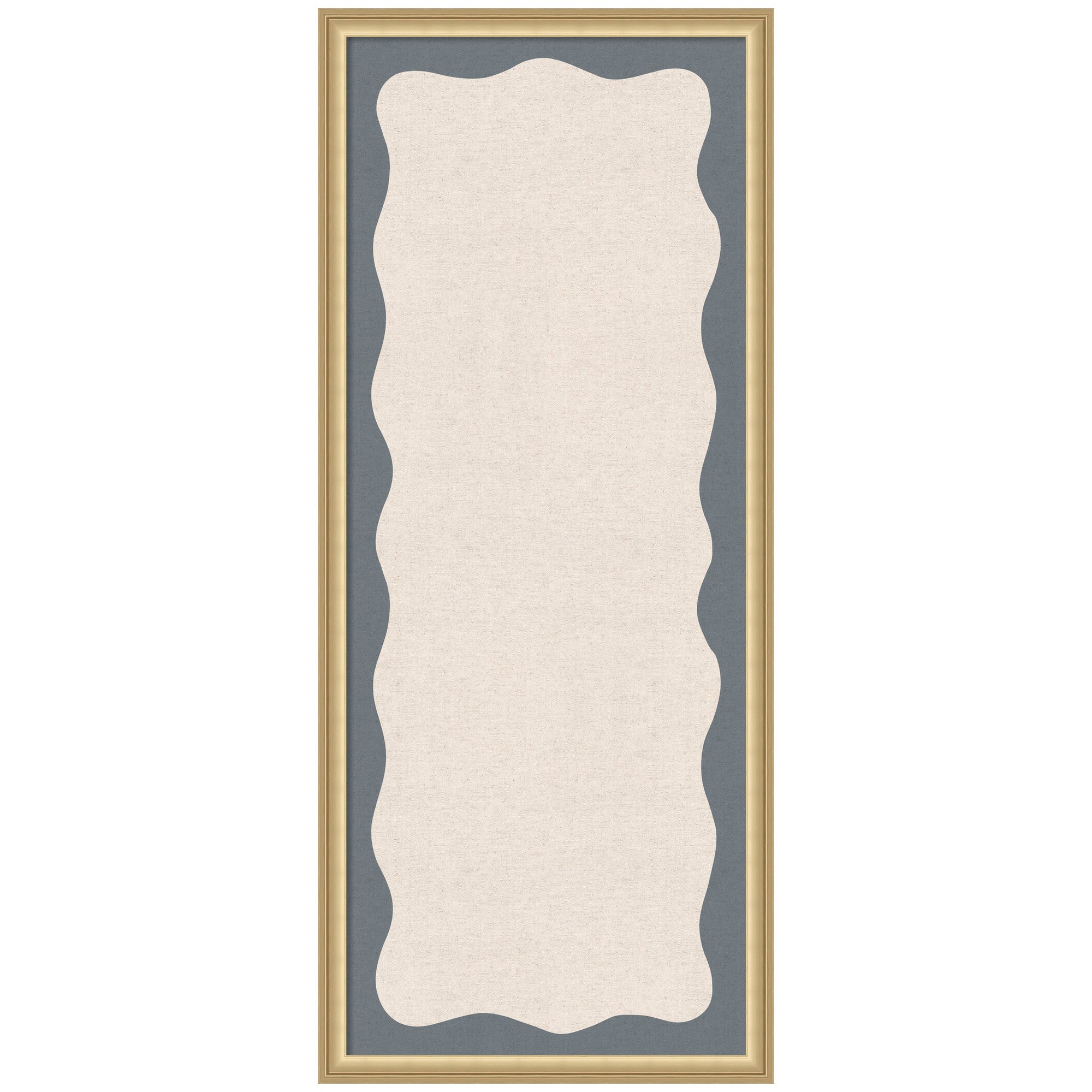 Framed Fabric Pinboard Wavy Linen and Smokey Blue Wall Organization