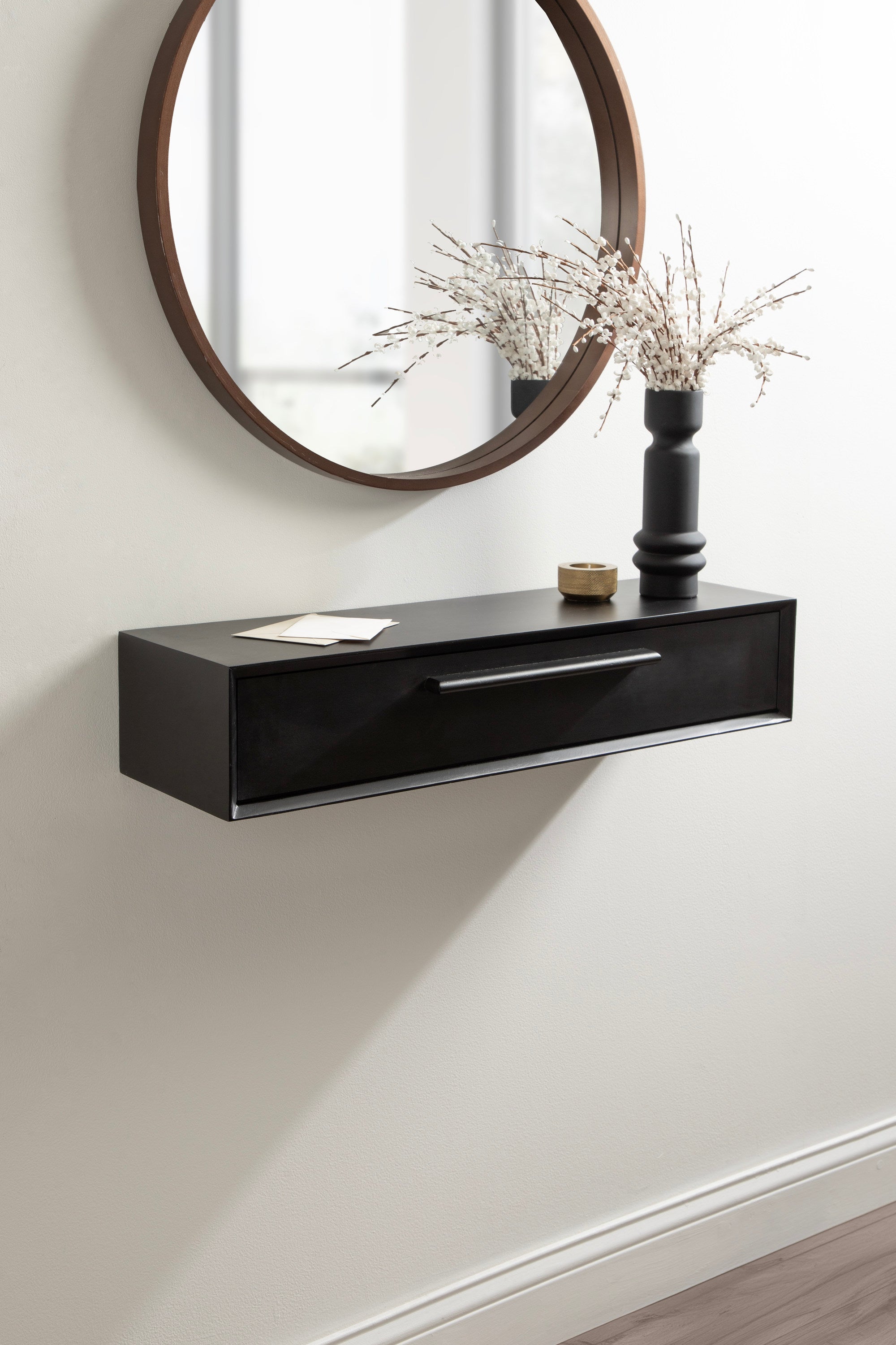 Floating Console Table Black 30x9x6 7