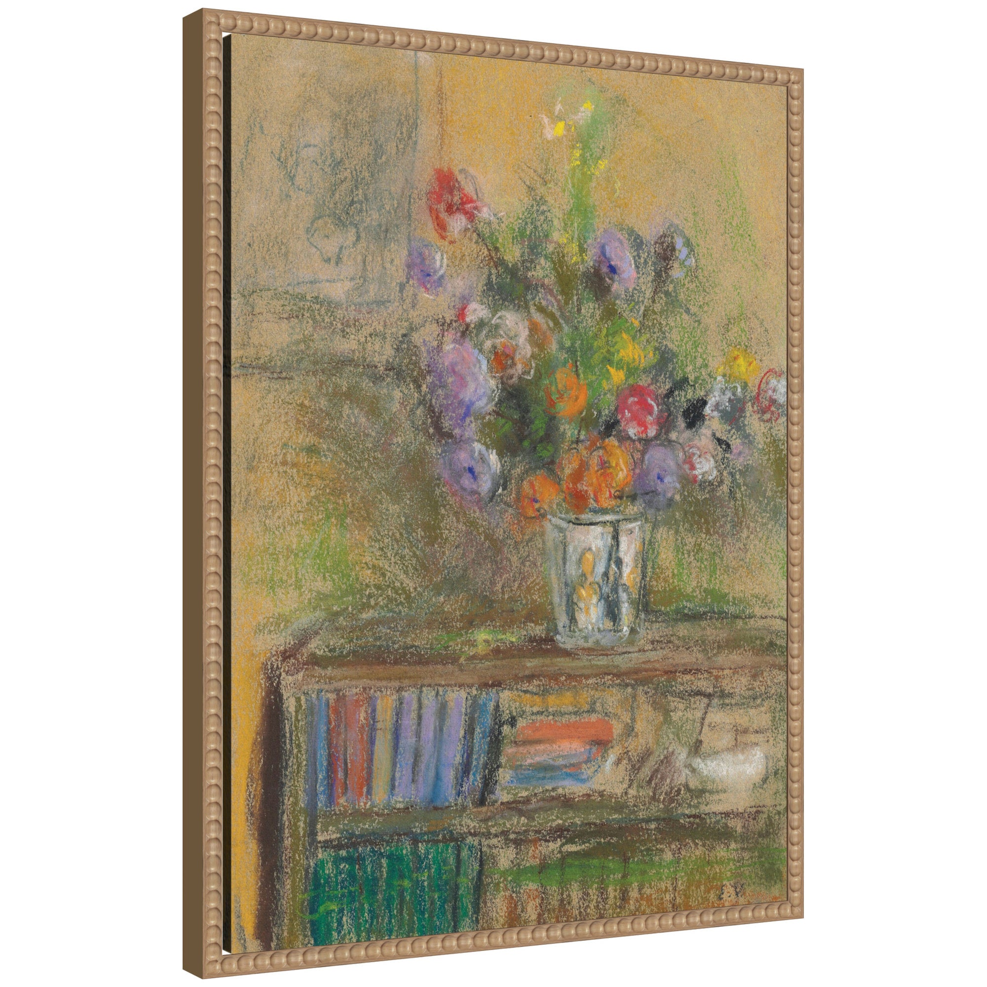 Nature morte au vase de fleurs circa 1932 Edouard Vuillard by Nostalgia Prints Framed Canvas Wall Art Print