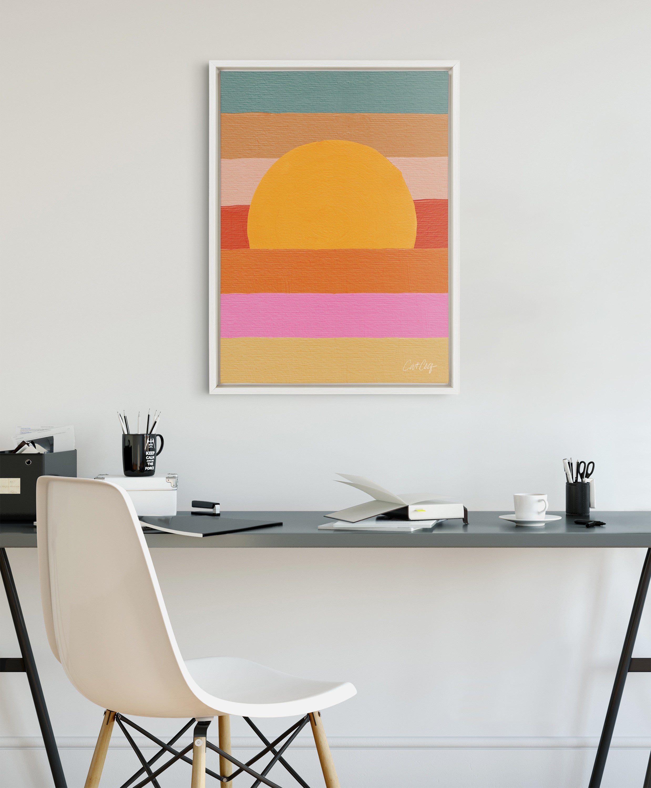 Sylvie Sunset Waves Framed Canvas by Cat Coquillette