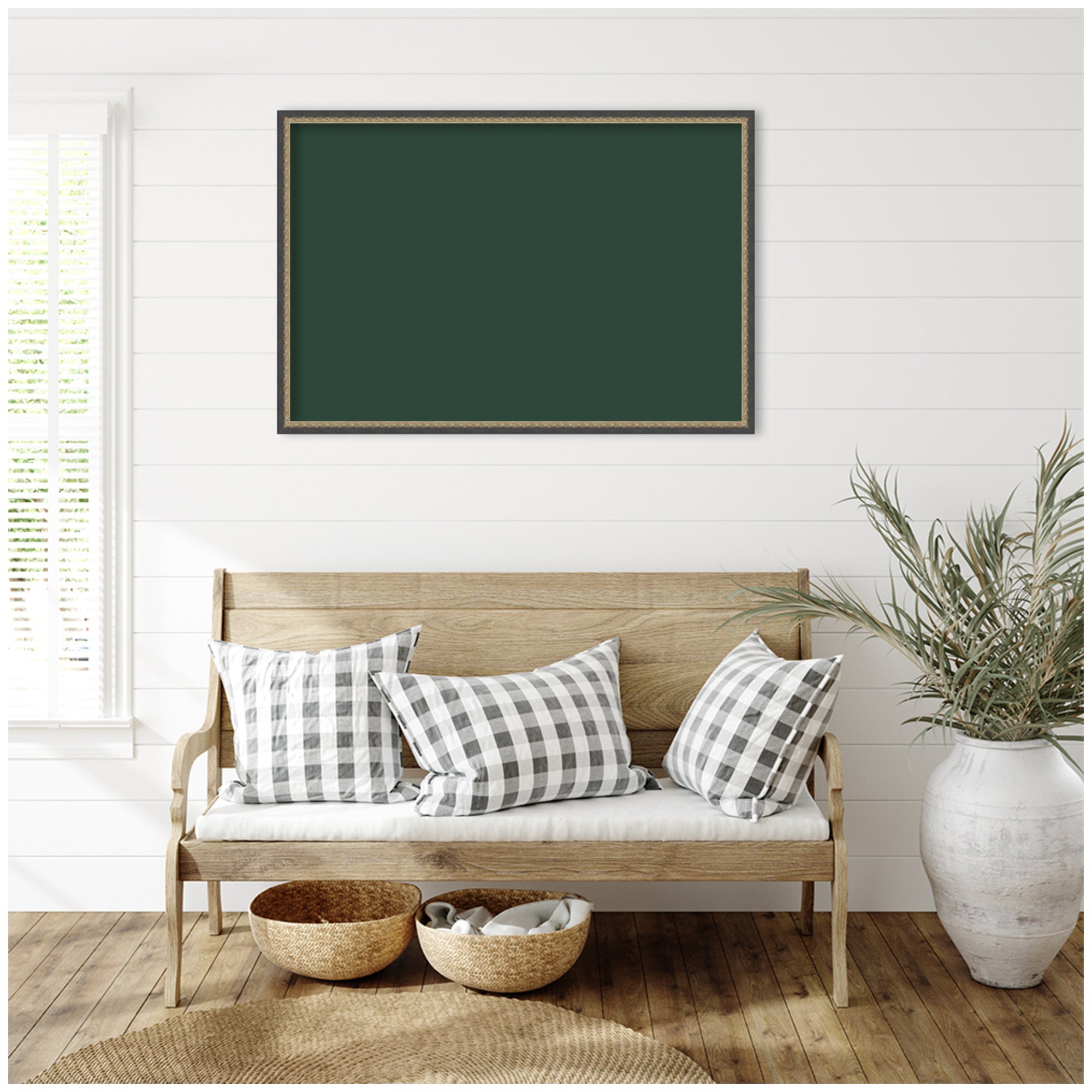 Framed Fabric Pinboard Deep Forest Moss Green Wall Organization